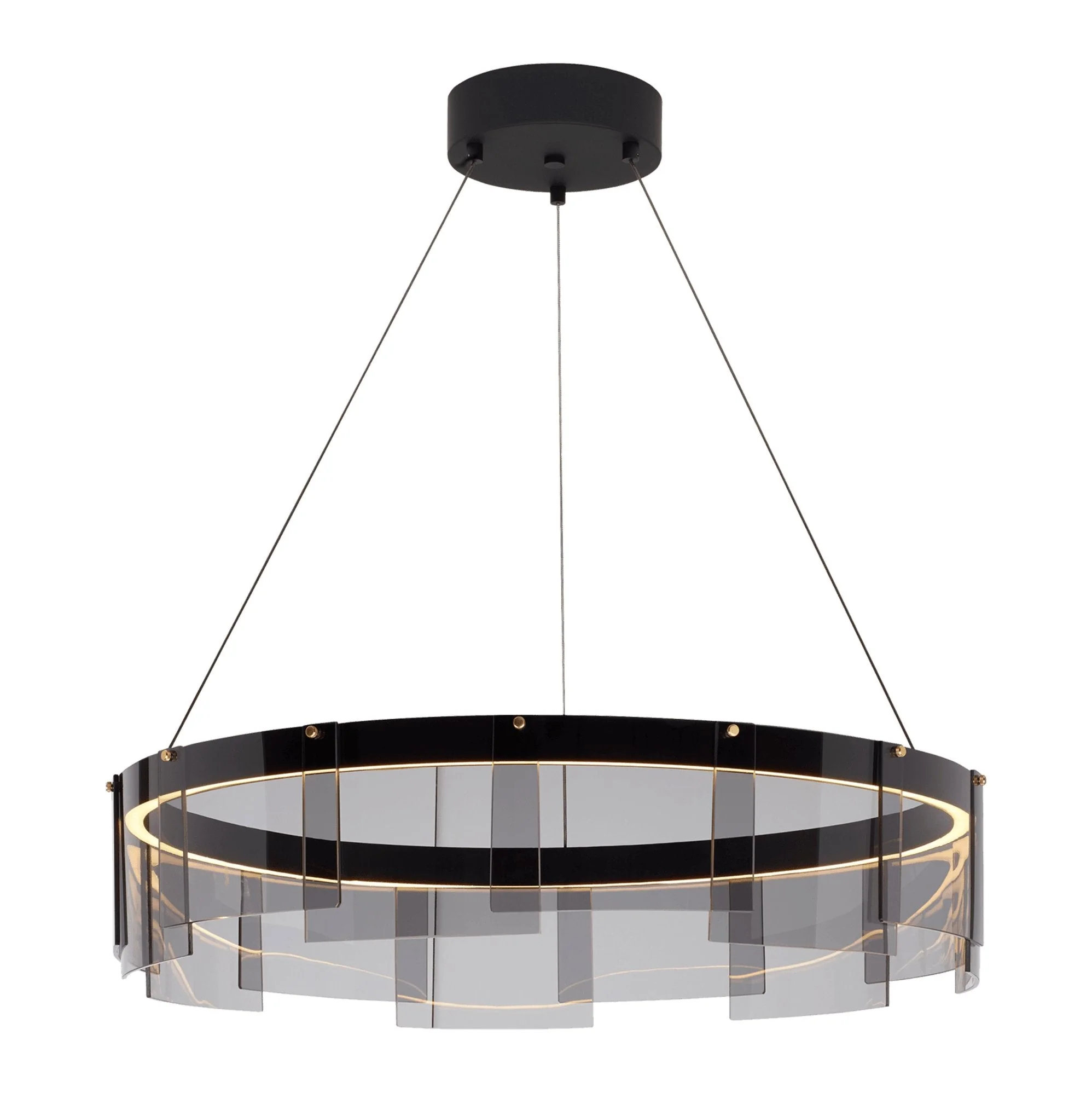Lustra Chandelier LED Ring Black Glass Modern - Image 25