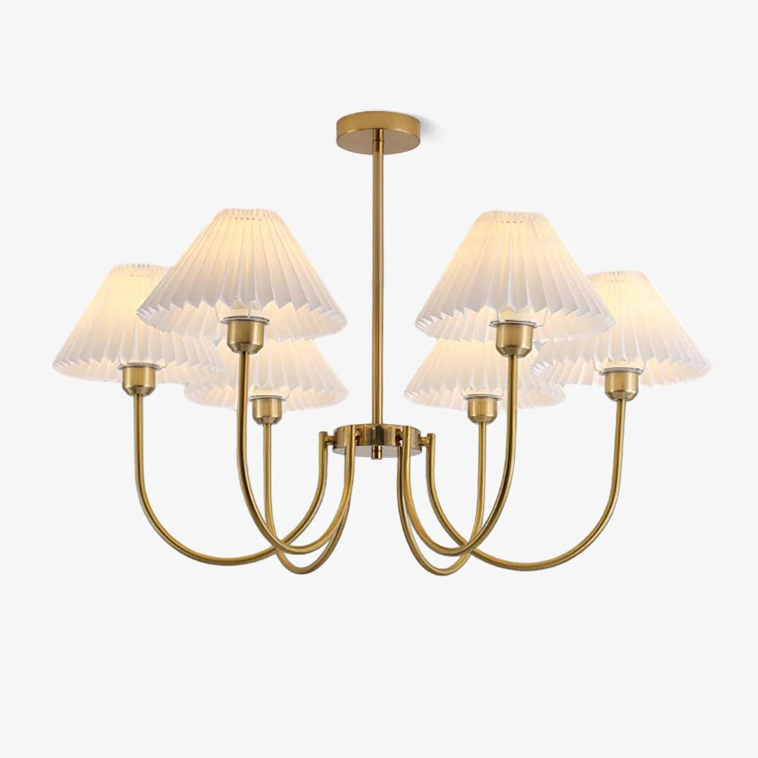 Lustra Chandelier Lenore Brass Pleated Shade
