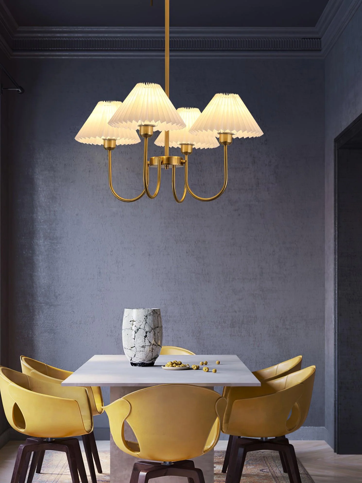 Lustra Chandelier Lenore Brass Pleated Shade - Image 10