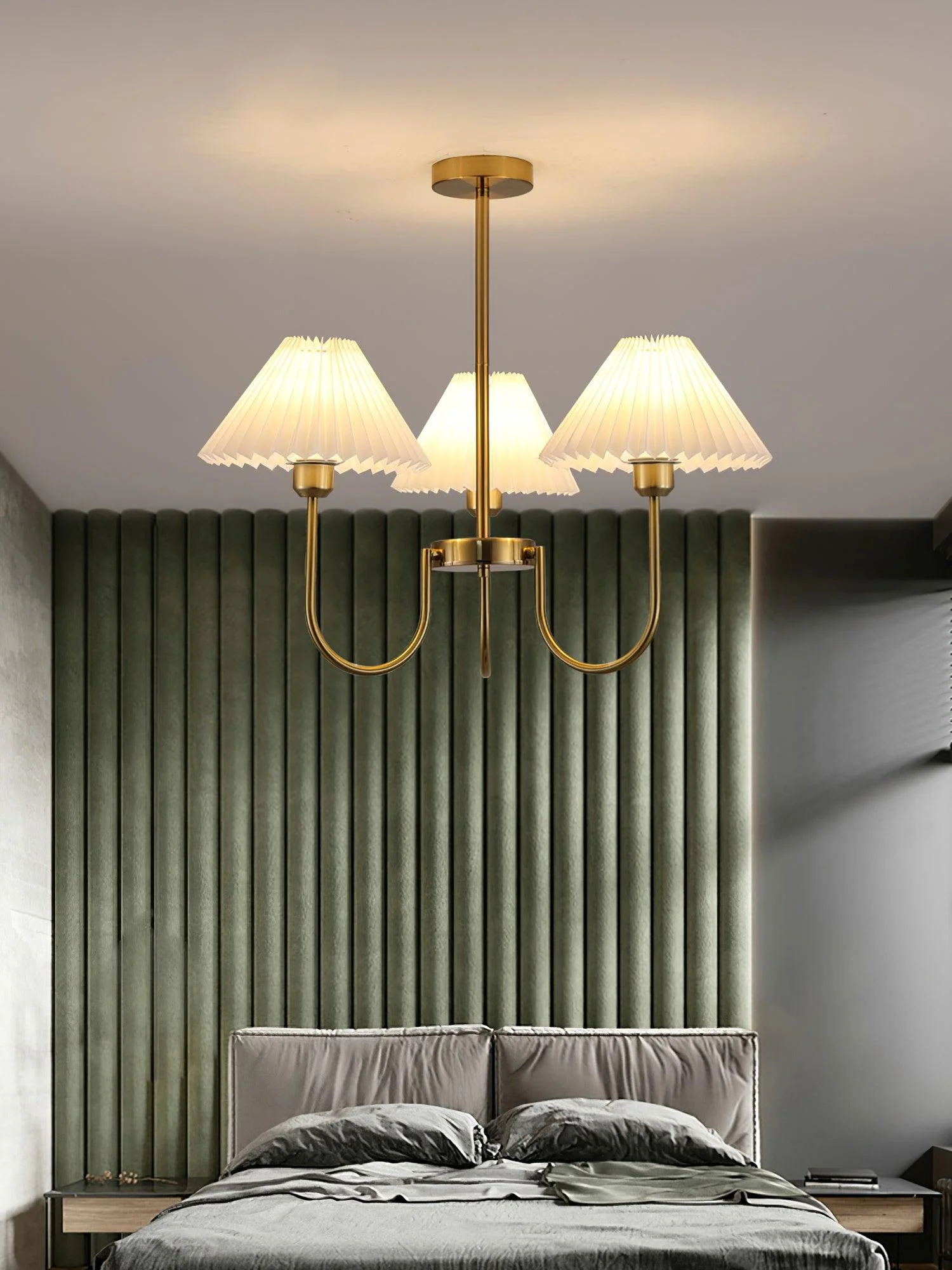 Lustra Chandelier Lenore Brass Pleated Shade - Image 11