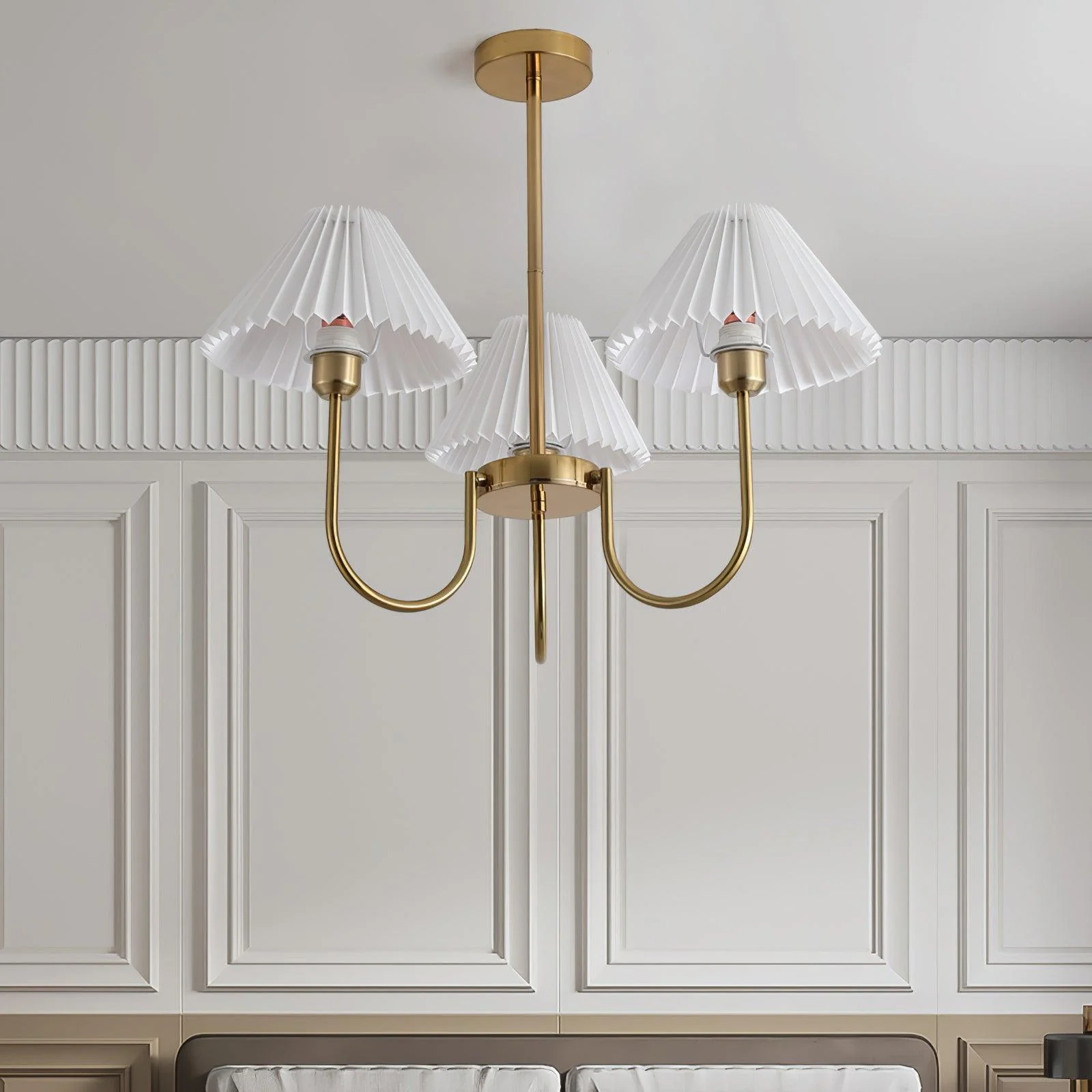 Lustra Chandelier Lenore Brass Pleated Shade - Image 12