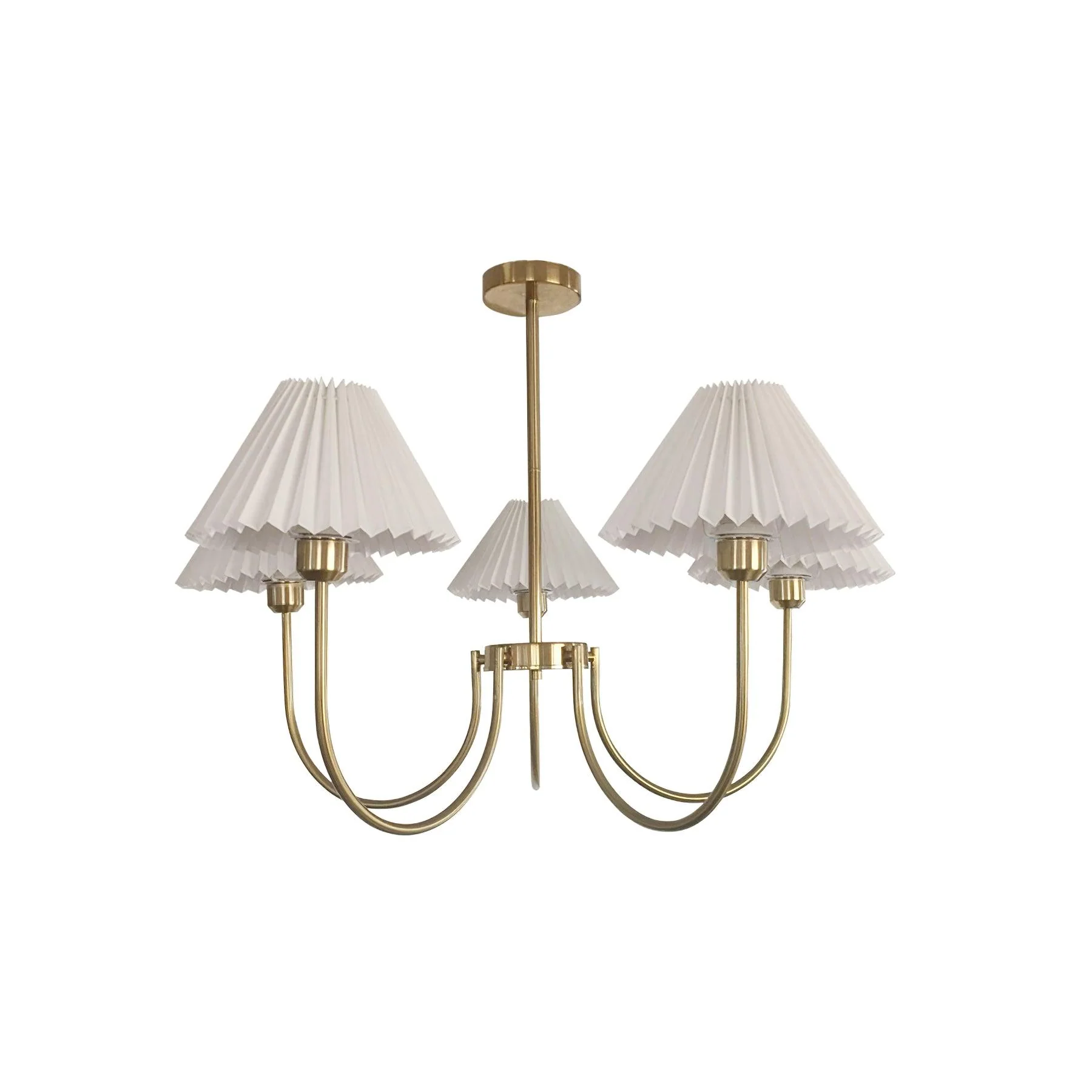 Lustra Chandelier Lenore Brass Pleated Shade - Image 2
