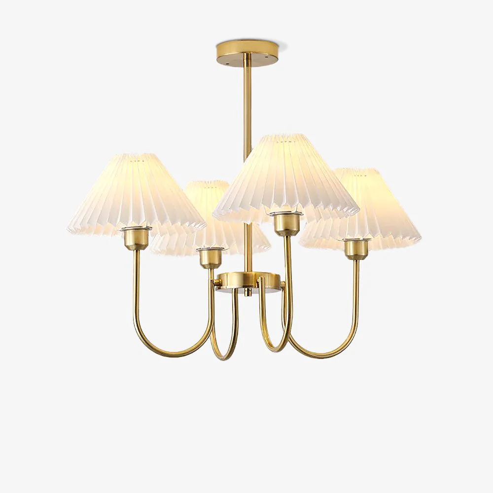 Lustra Chandelier Lenore Brass Pleated Shade - Image 3
