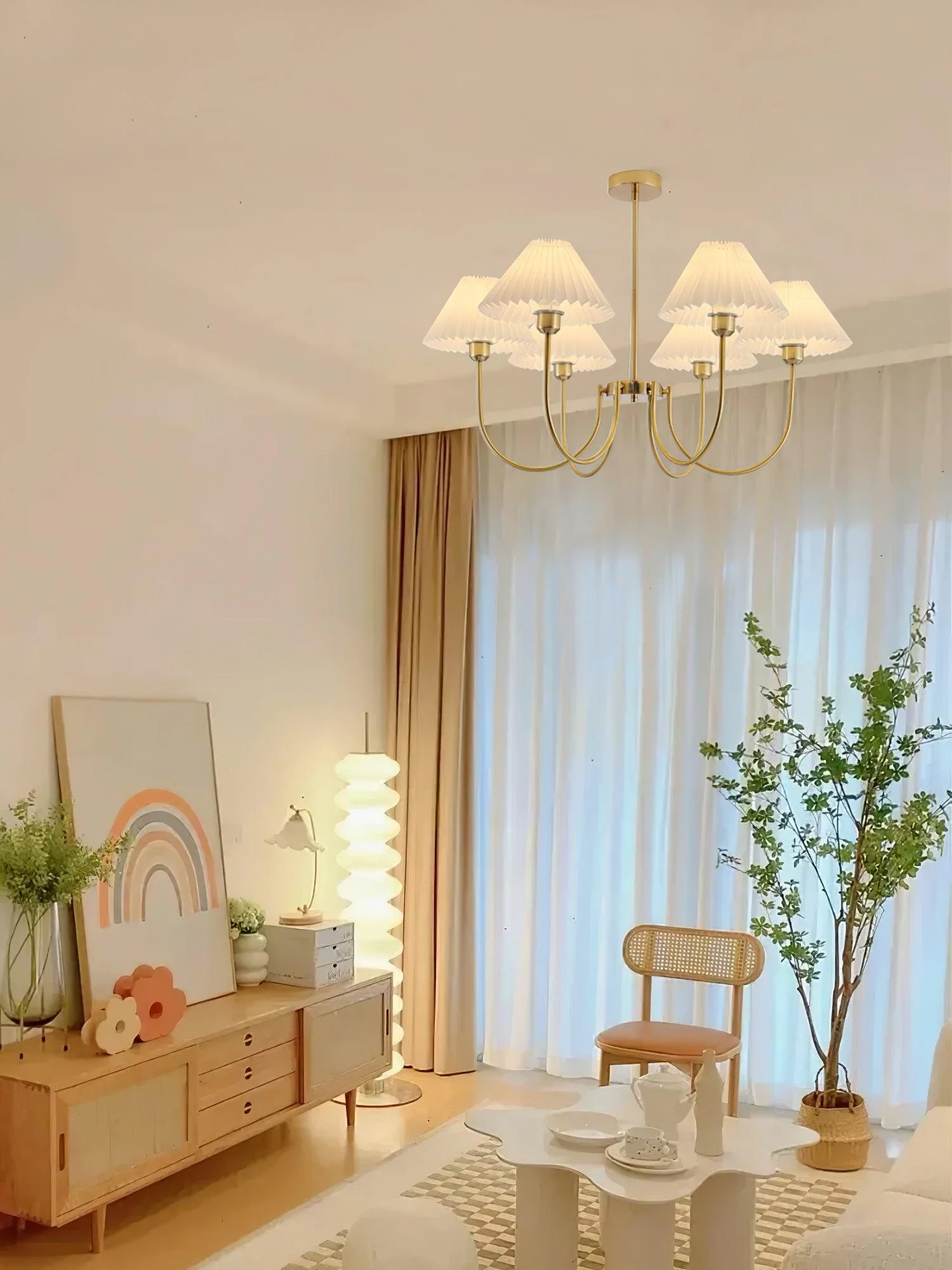 Lustra Chandelier Lenore Brass Pleated Shade - Image 32
