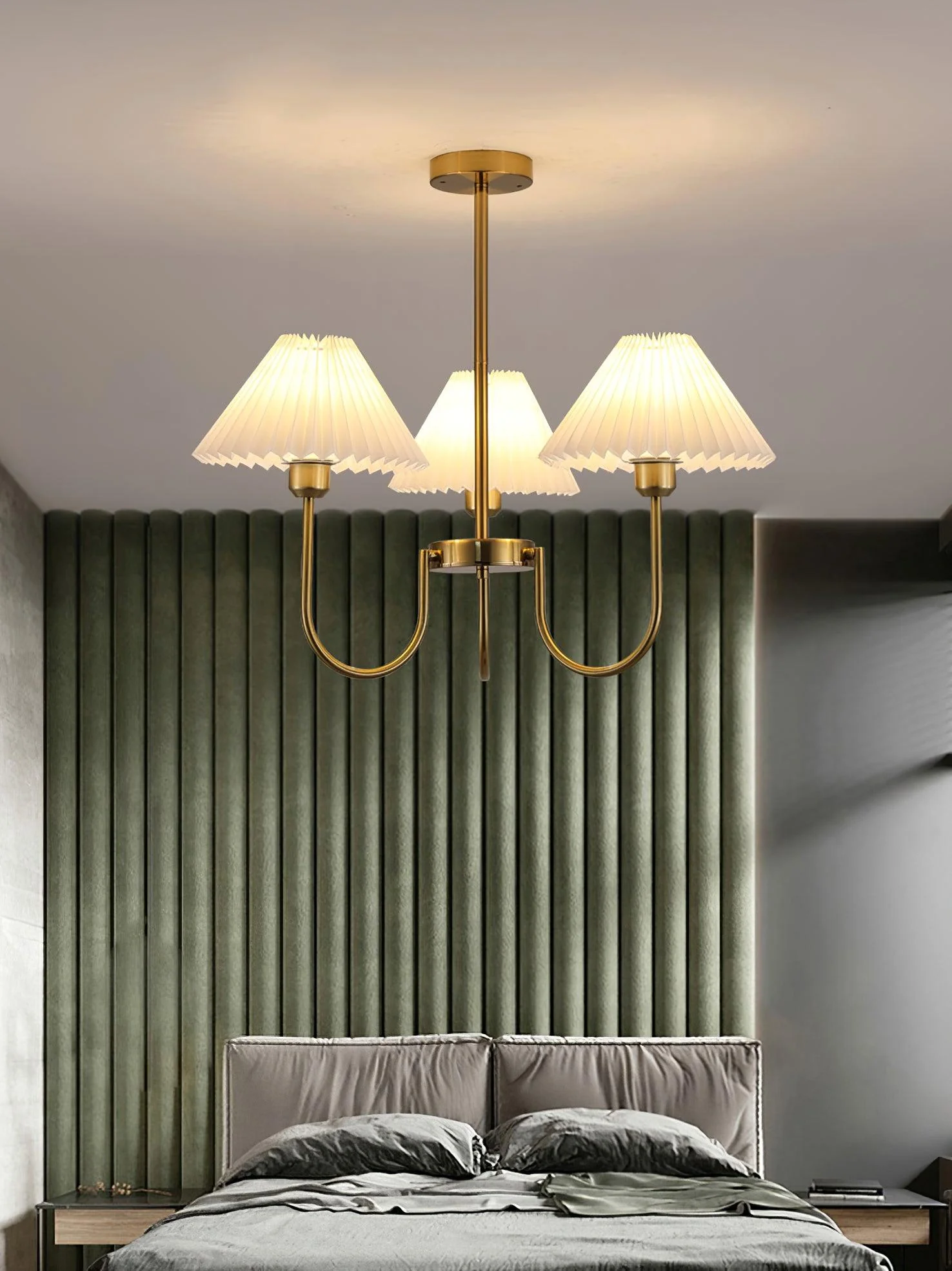 Lustra Chandelier Lenore Brass Pleated Shade - Image 33