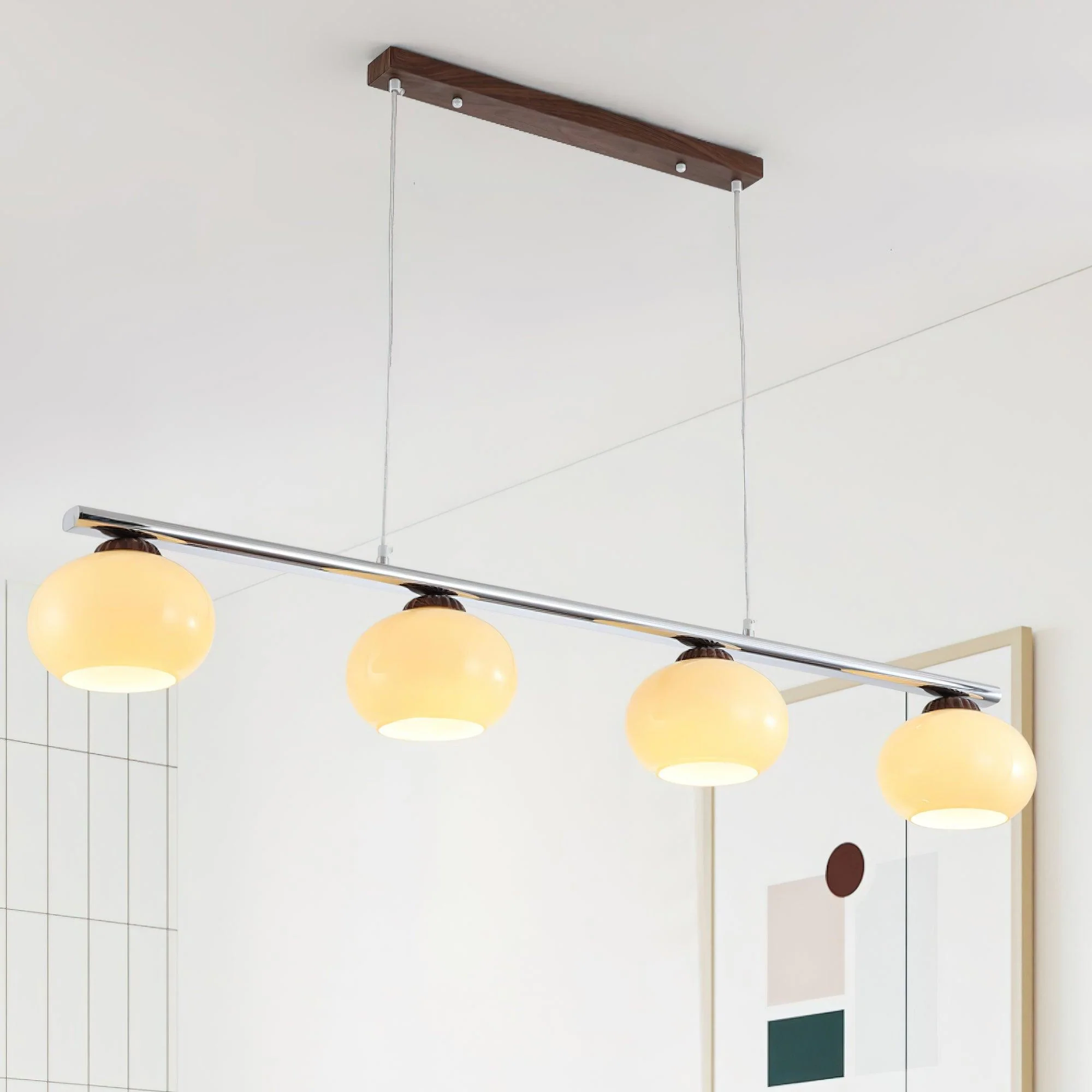 Lustra Chandelier Linear Glass Persimmon Shades - Image 14