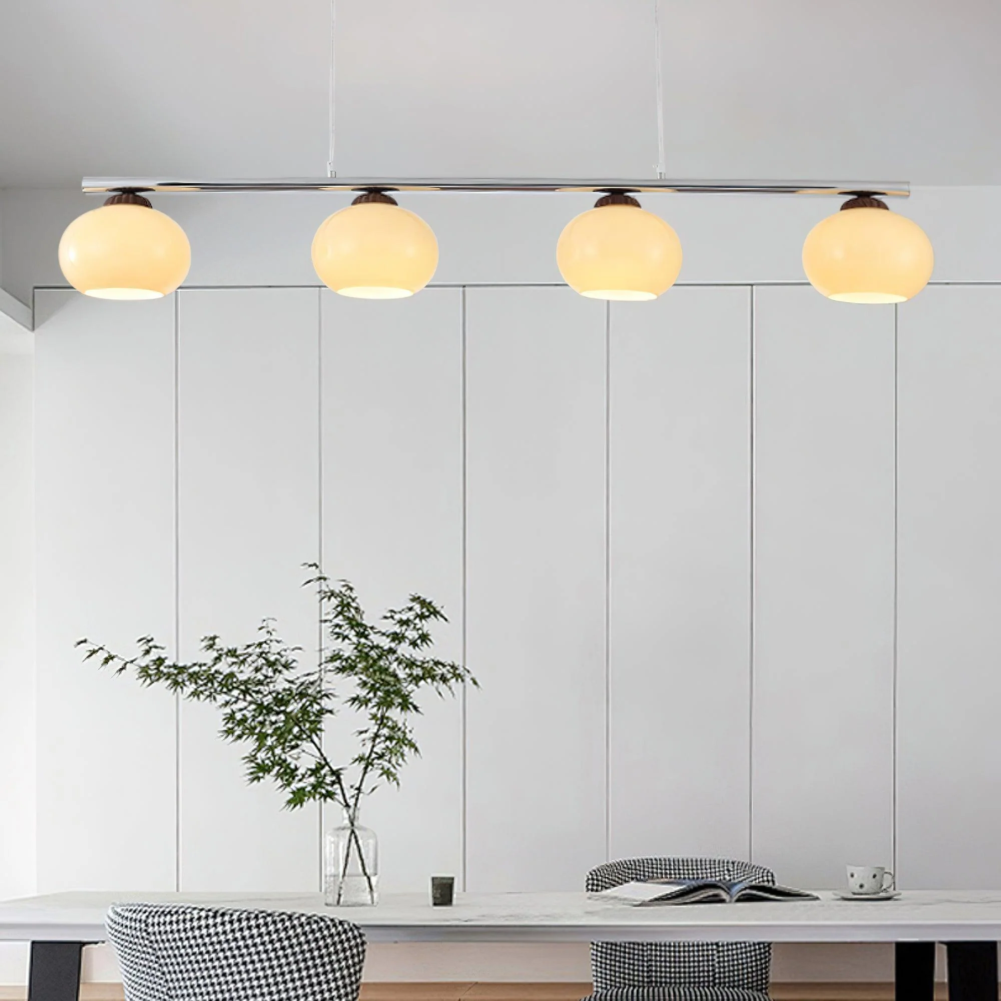 Lustra Chandelier Linear Glass Persimmon Shades - Image 2