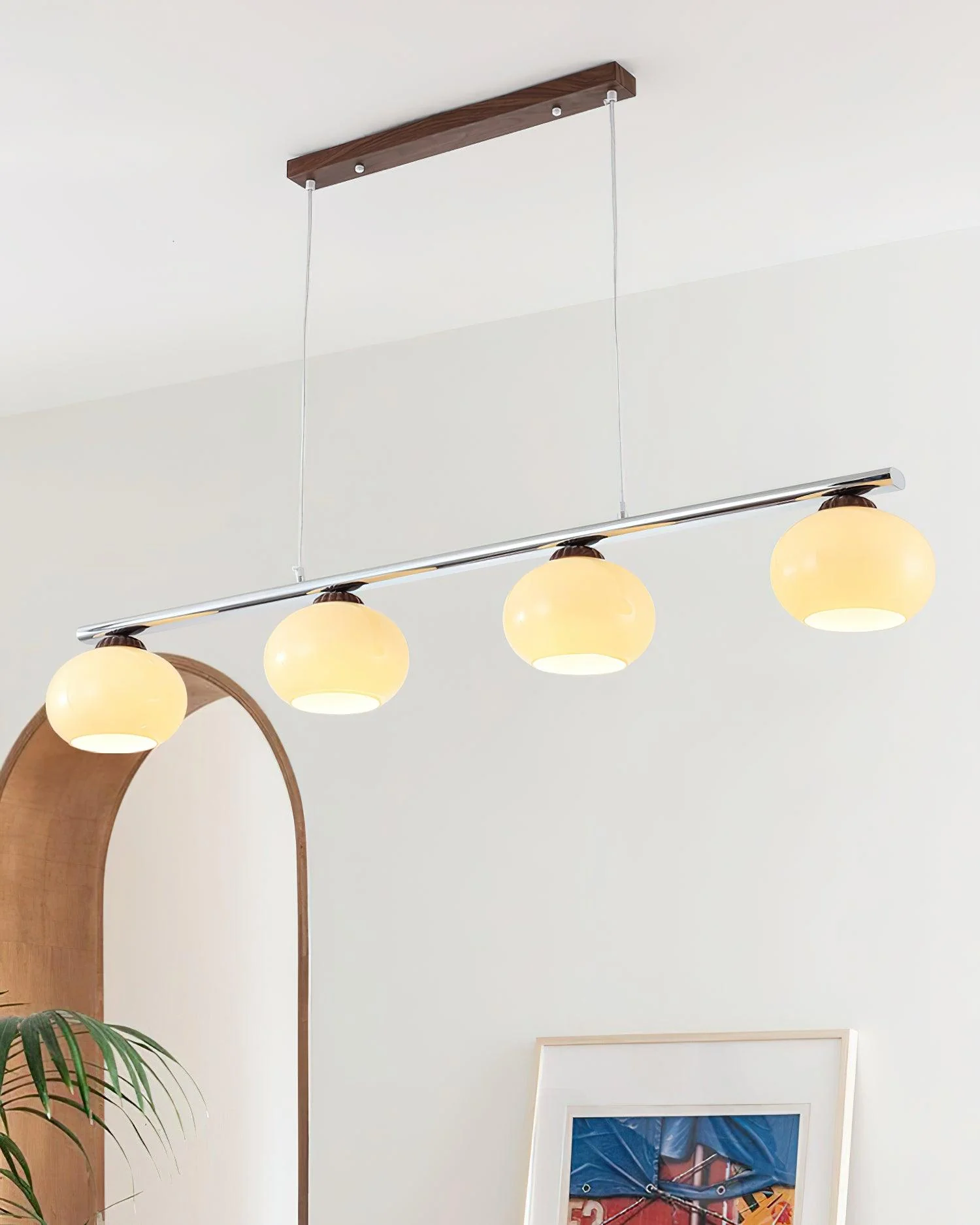 Lustra Chandelier Linear Glass Persimmon Shades - Image 3