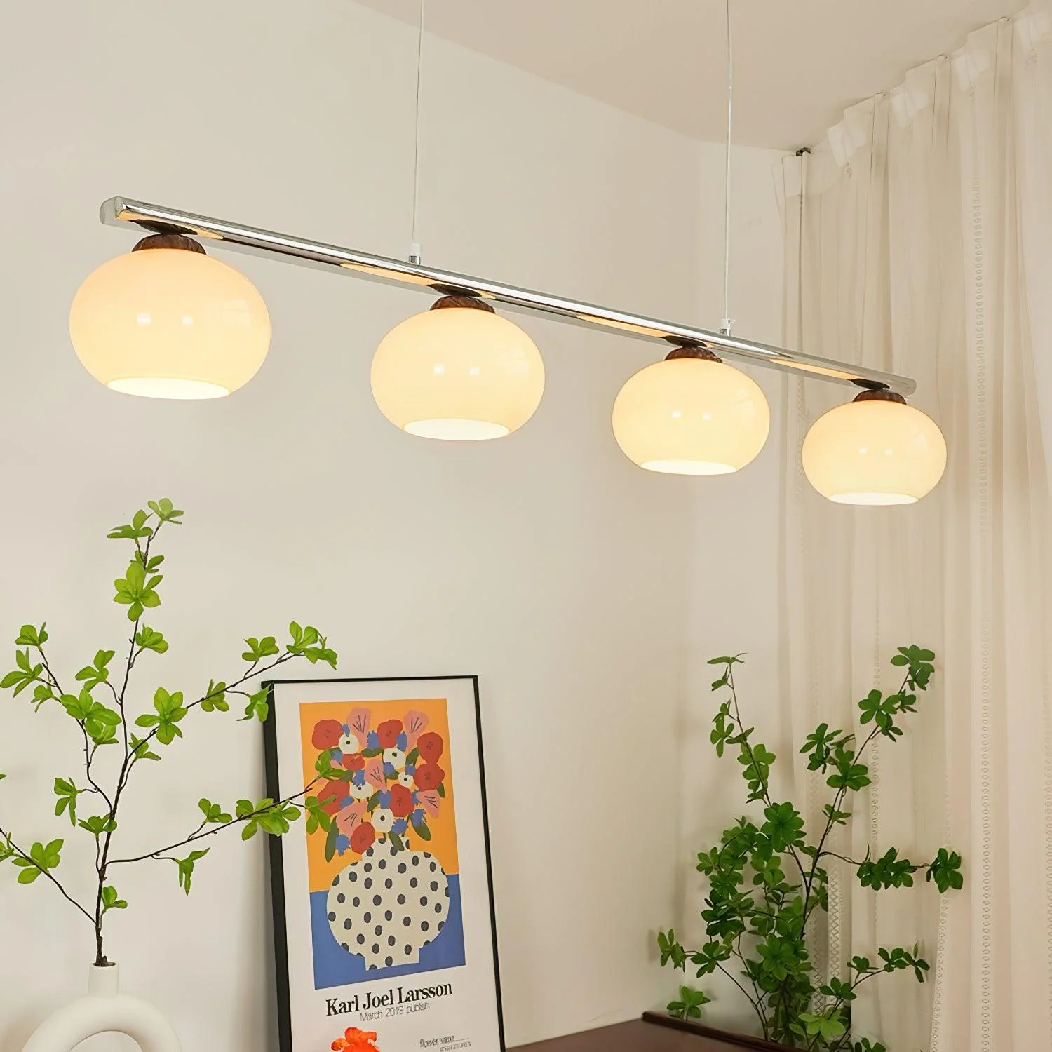 Lustra Chandelier Linear Glass Persimmon Shades - Image 4