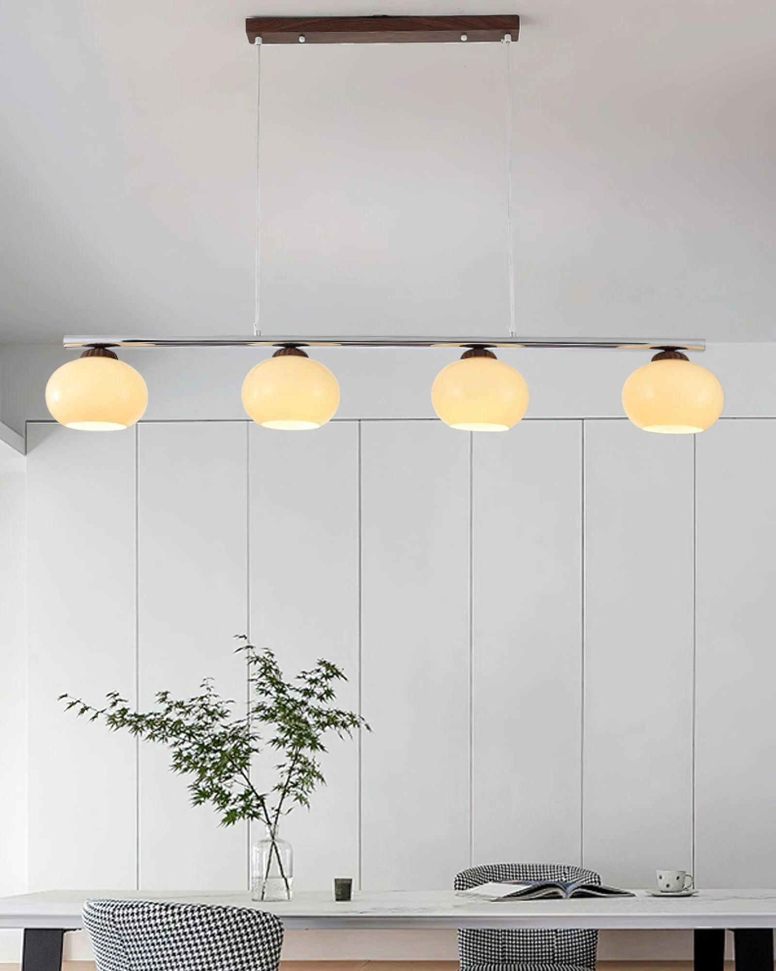 Lustra Chandelier Linear Glass Persimmon Shades - Image 5