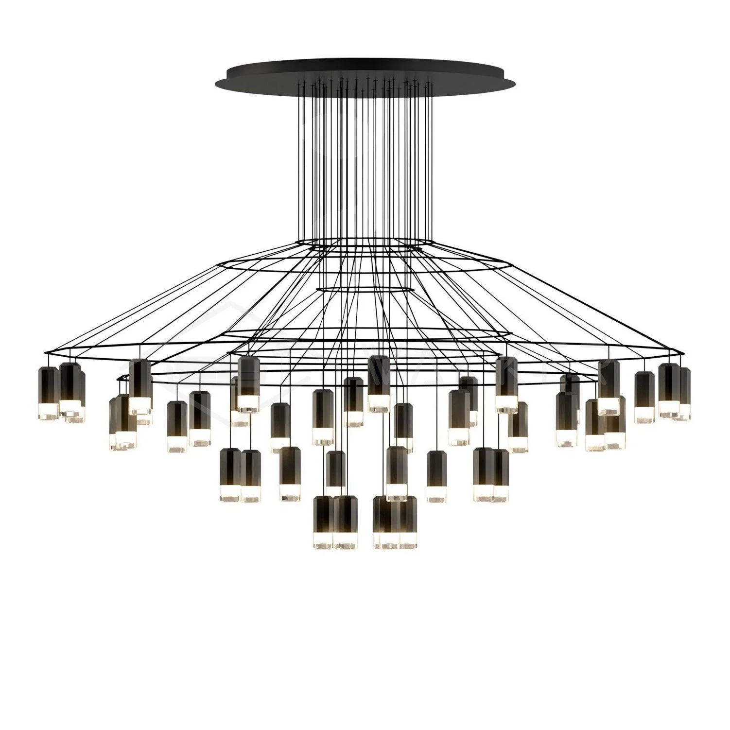 Lustra Chandelier Lines Black Wireframe LED - Image 14