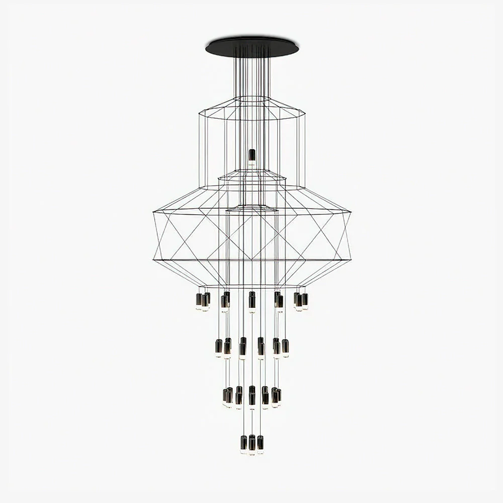 Lustra Chandelier Lines Black Wireframe LED - Image 18