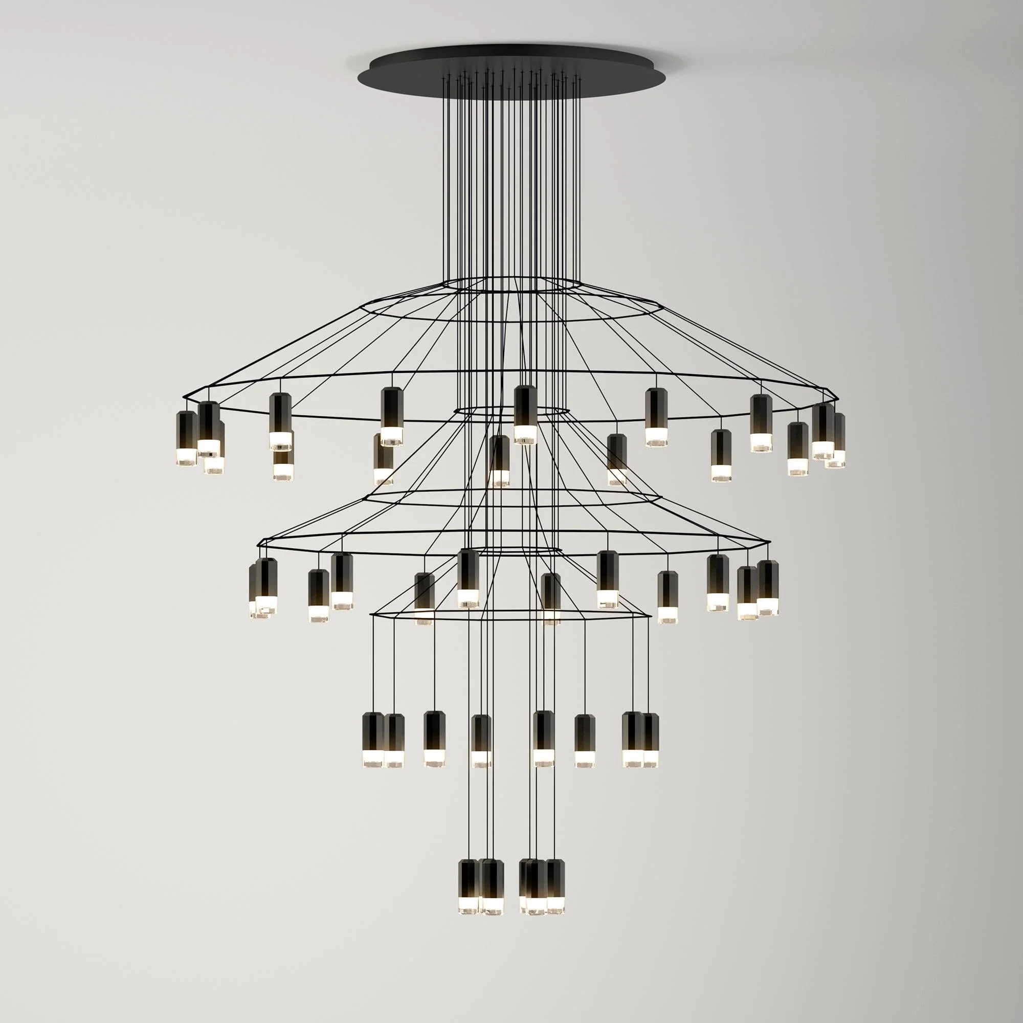 Lustra Chandelier Lines Black Wireframe LED - Image 90
