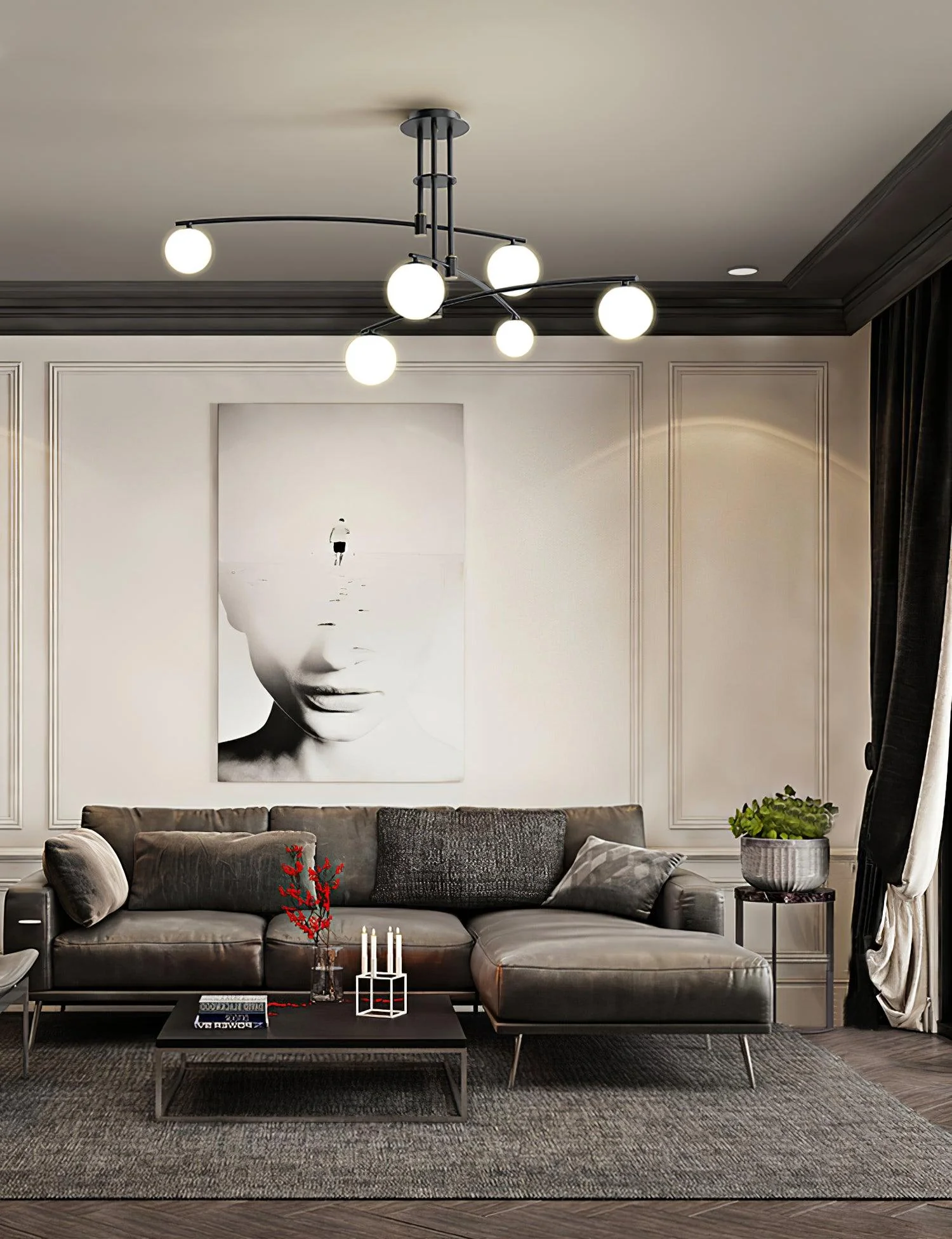 Lustra Chandelier Long Arm Modern 6-Light - Image 35