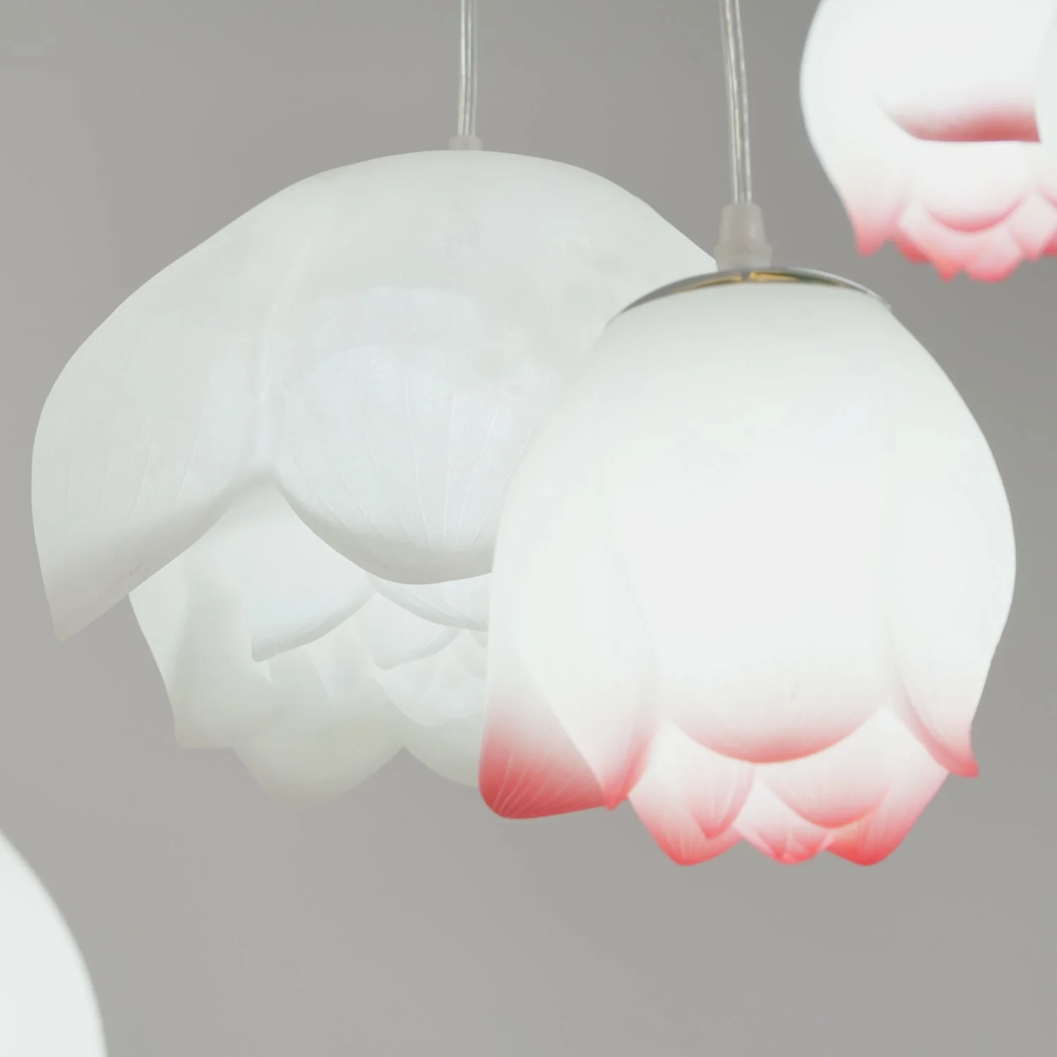 Lustra Chandelier Lotus Floral Pendant Pink White 7-Light - Image 29