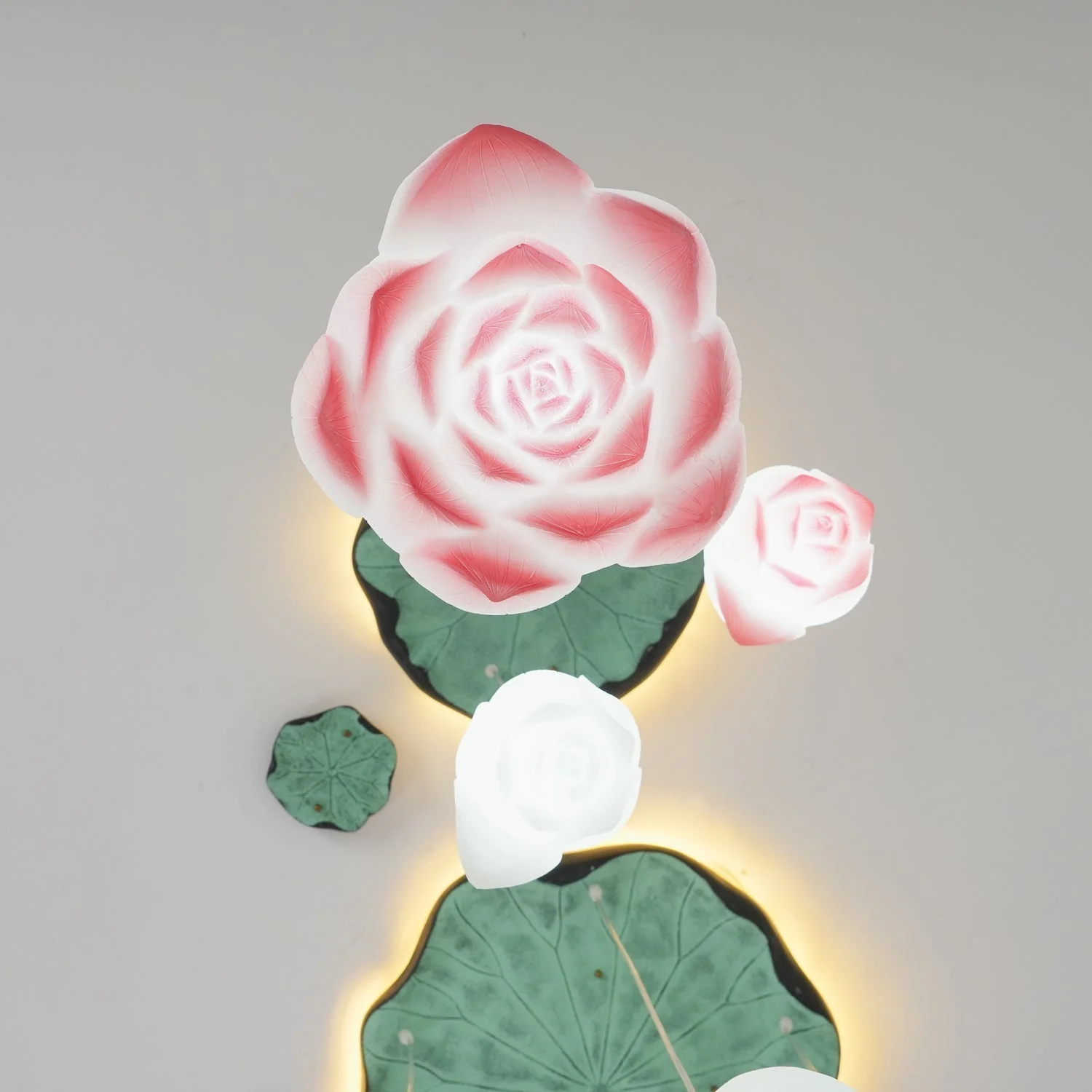 Lustra Chandelier Lotus Floral Pendant Pink White 7-Light - Image 41