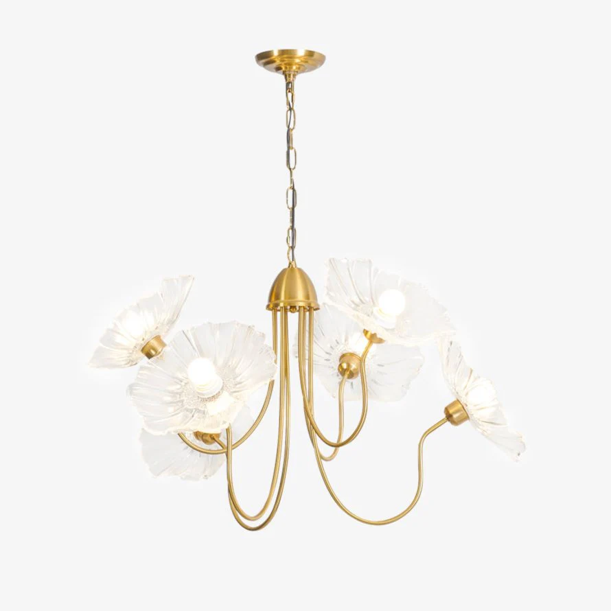 Lustra Chandelier Lotus Leaf Glass