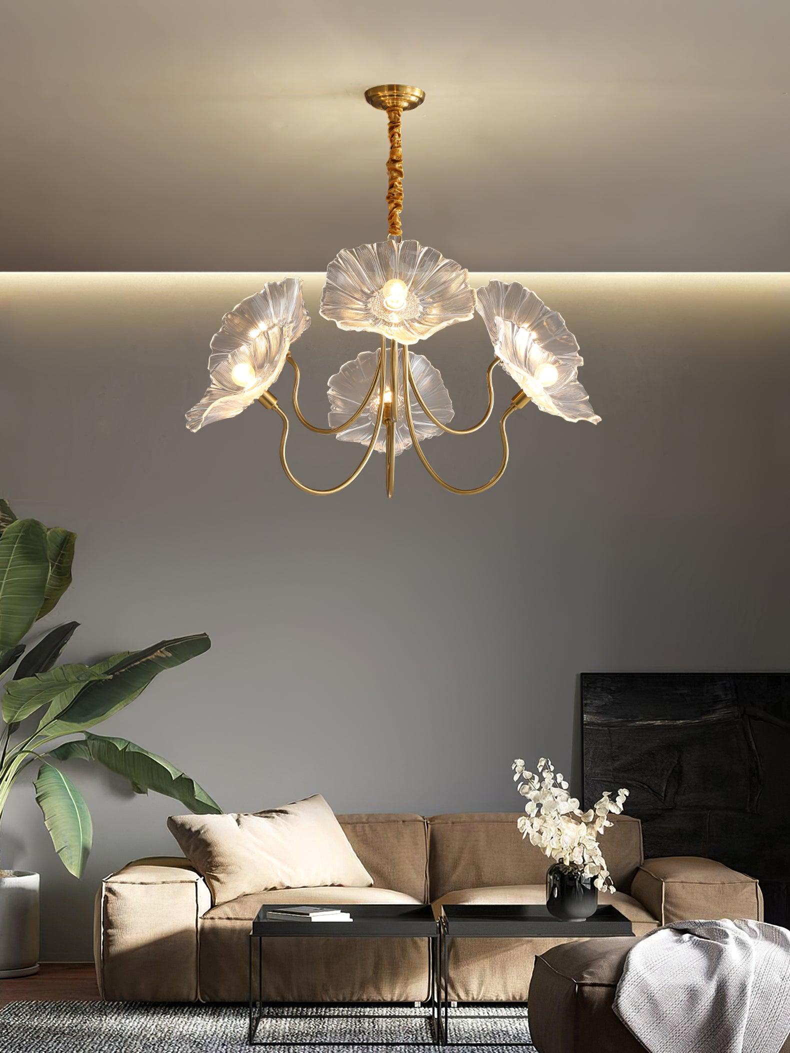 Lustra Chandelier Lotus Leaf Glass - Image 10