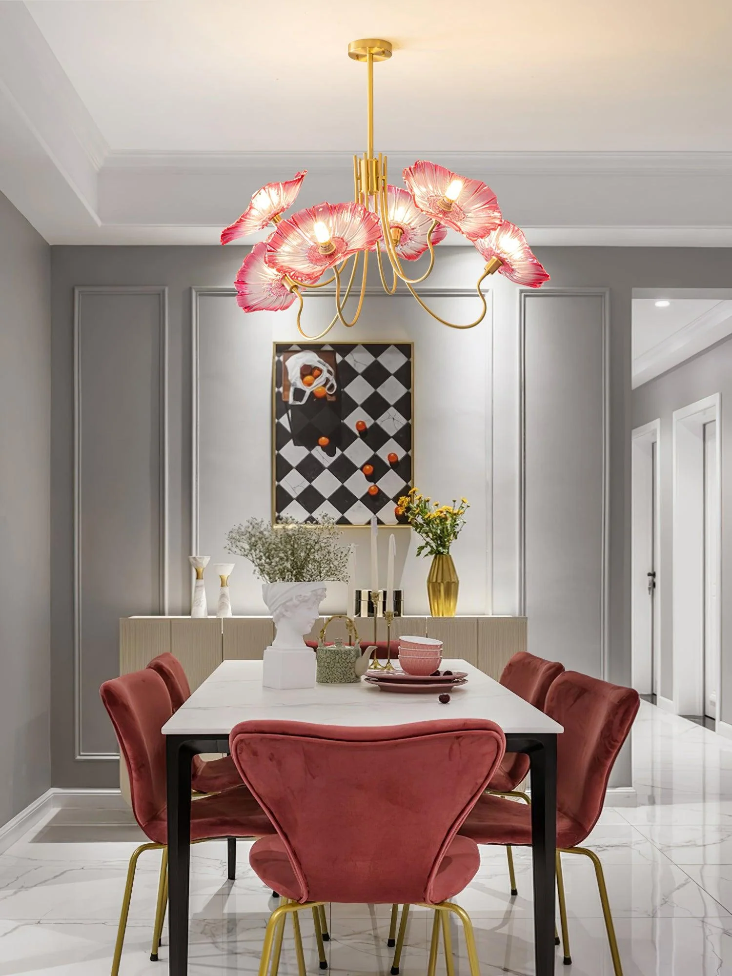 Lustra Chandelier Lotus Leaf Glass - Image 14