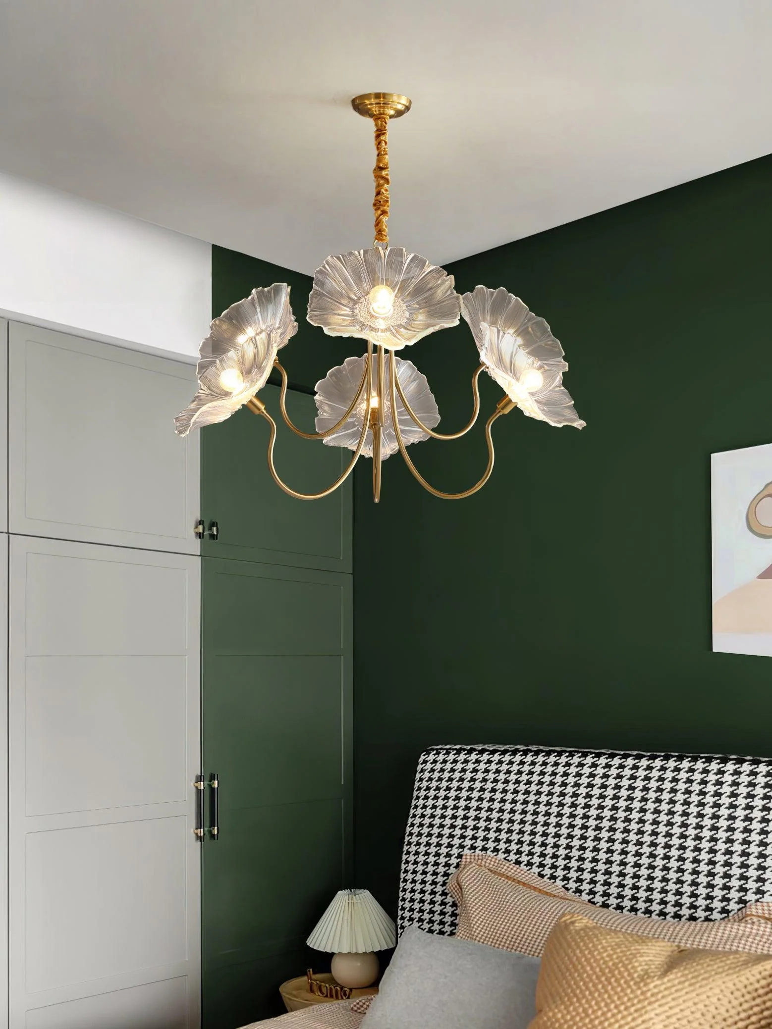 Lustra Chandelier Lotus Leaf Glass - Image 28