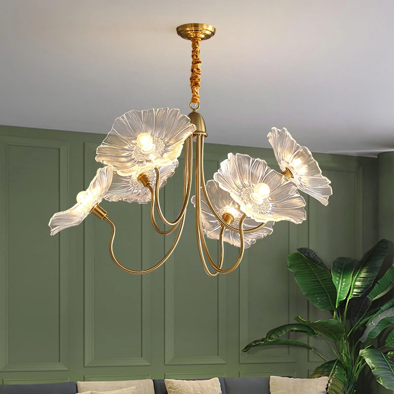 Lustra Chandelier Lotus Leaf Glass - Image 4