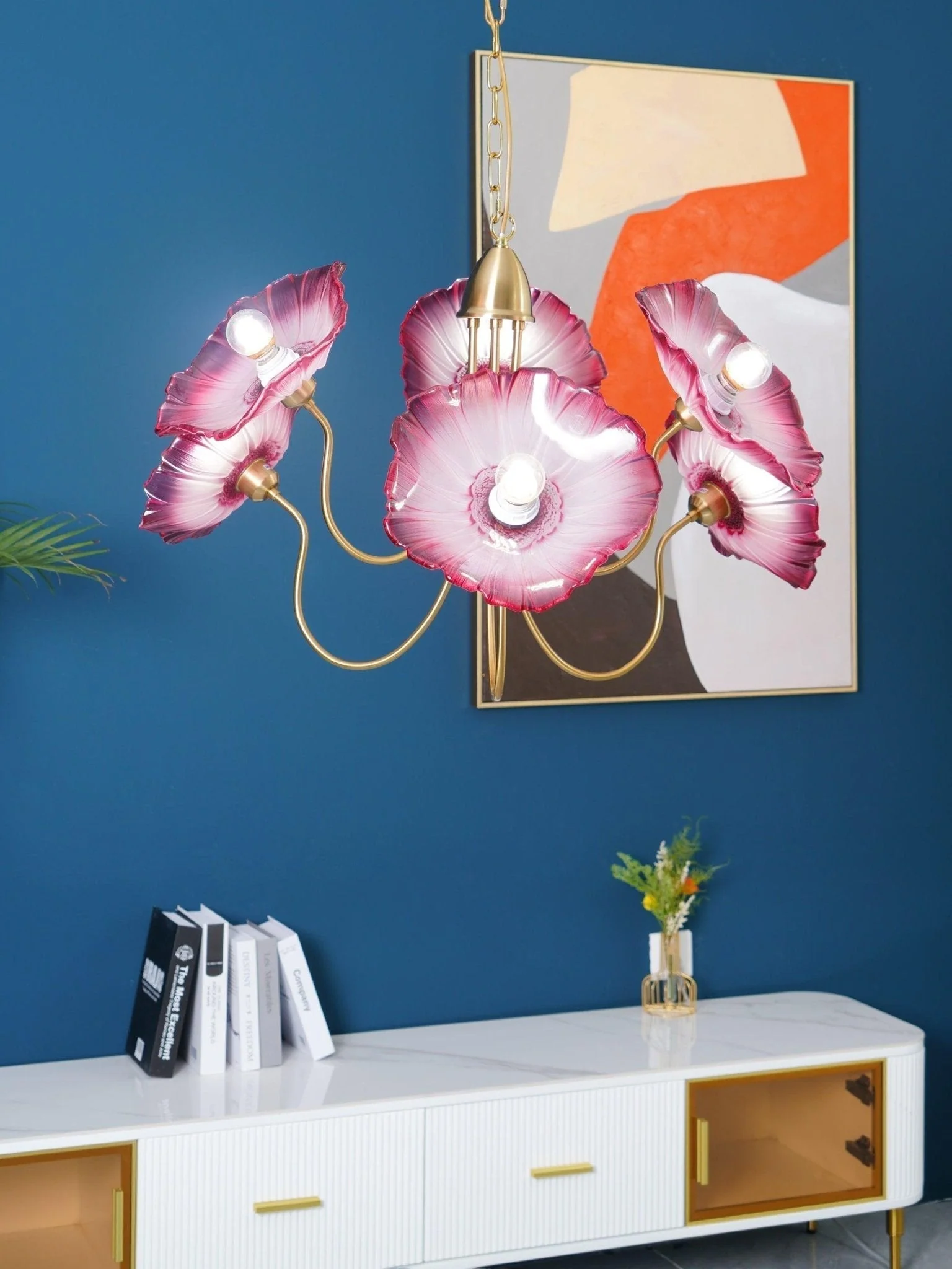 Lustra Chandelier Lotus Leaf Glass - Image 42
