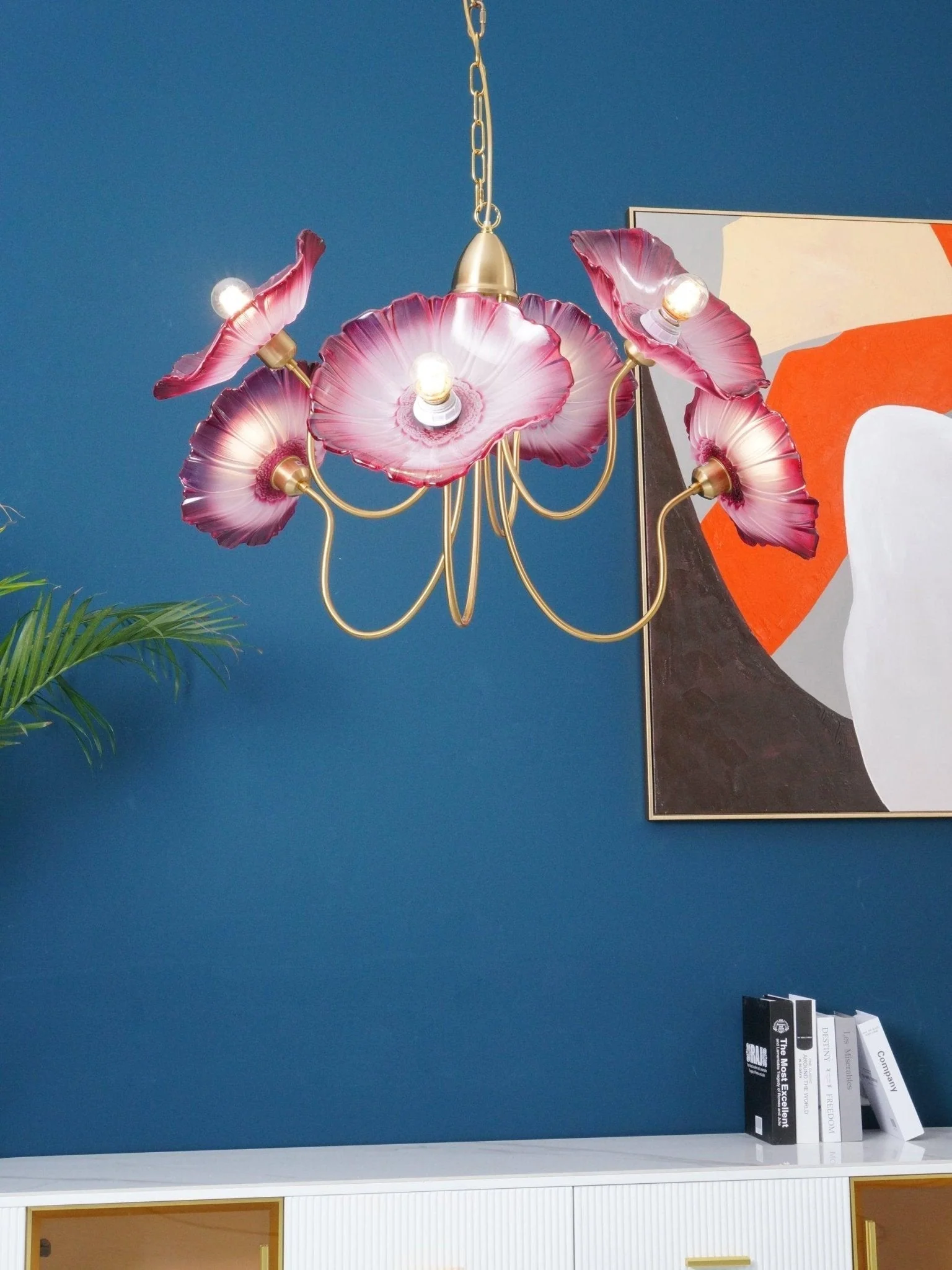 Lustra Chandelier Lotus Leaf Glass - Image 43