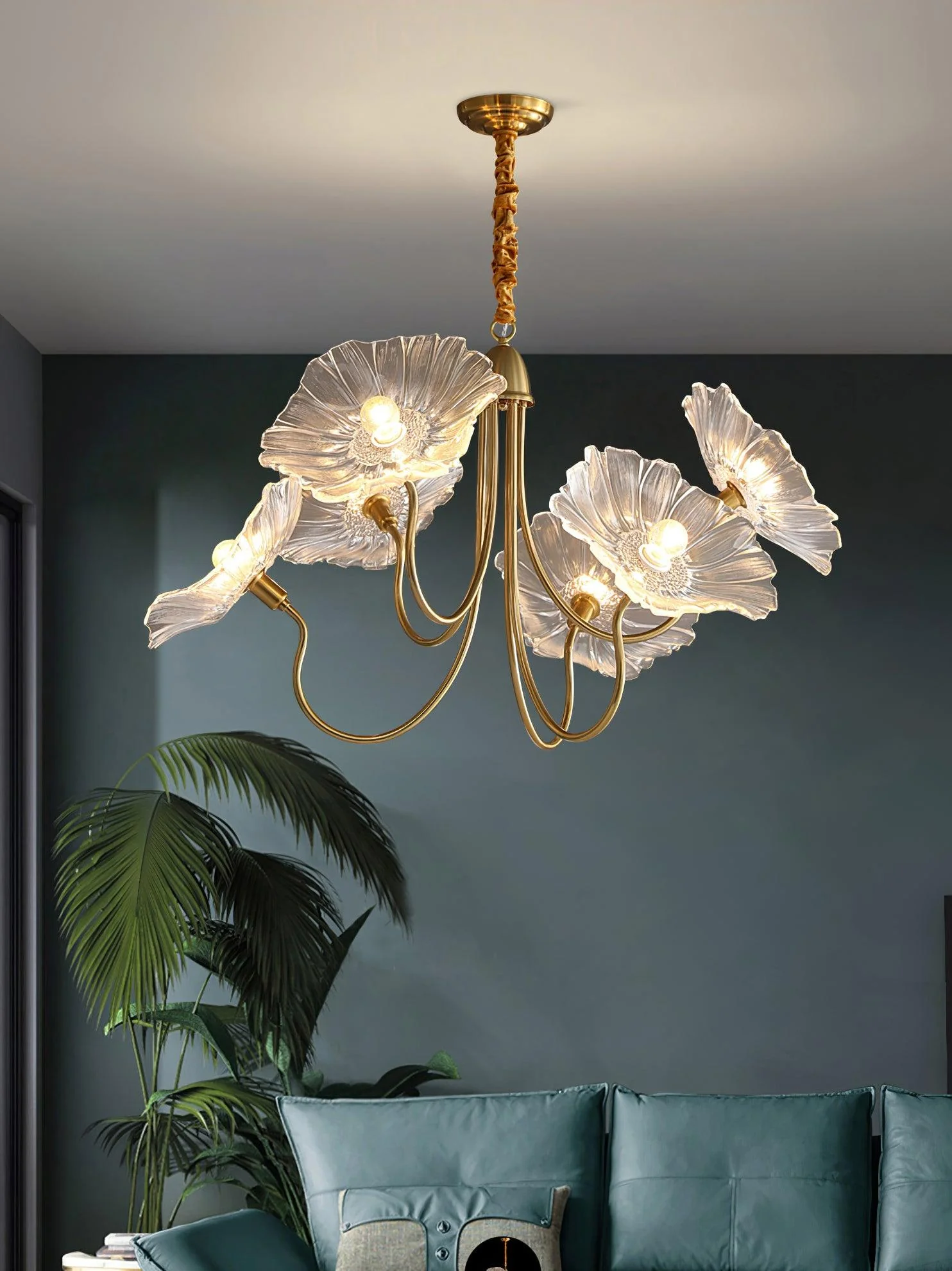 Lustra Chandelier Lotus Leaf Glass - Image 47