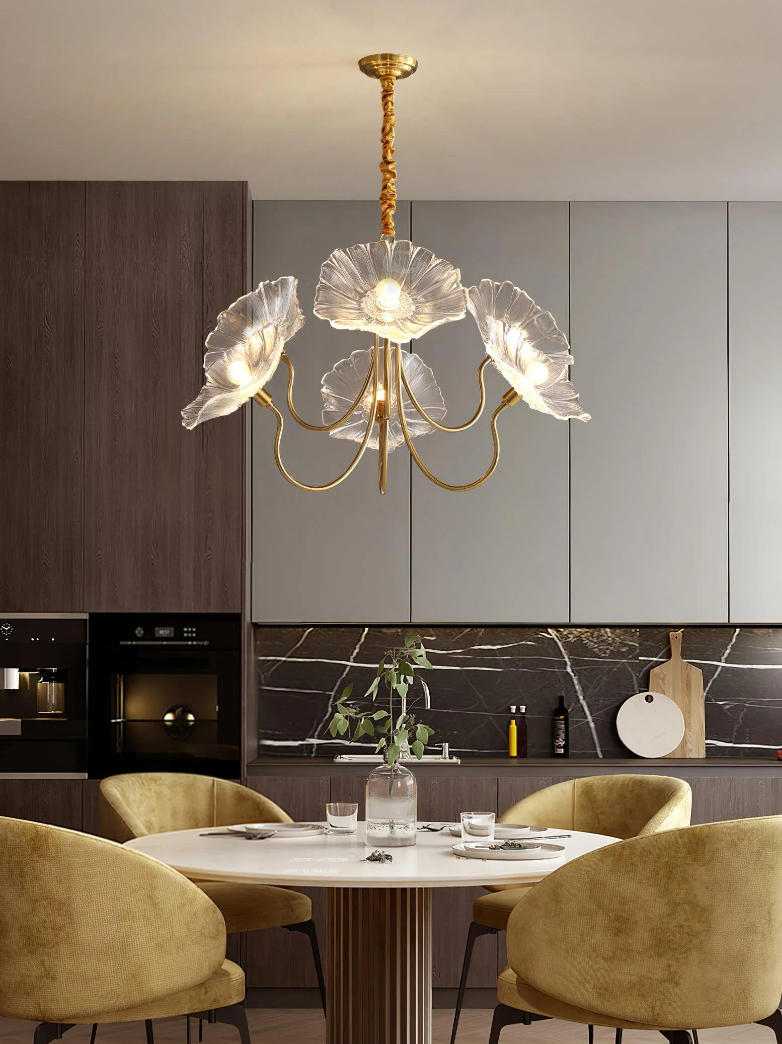 Lustra Chandelier Lotus Leaf Glass - Image 6