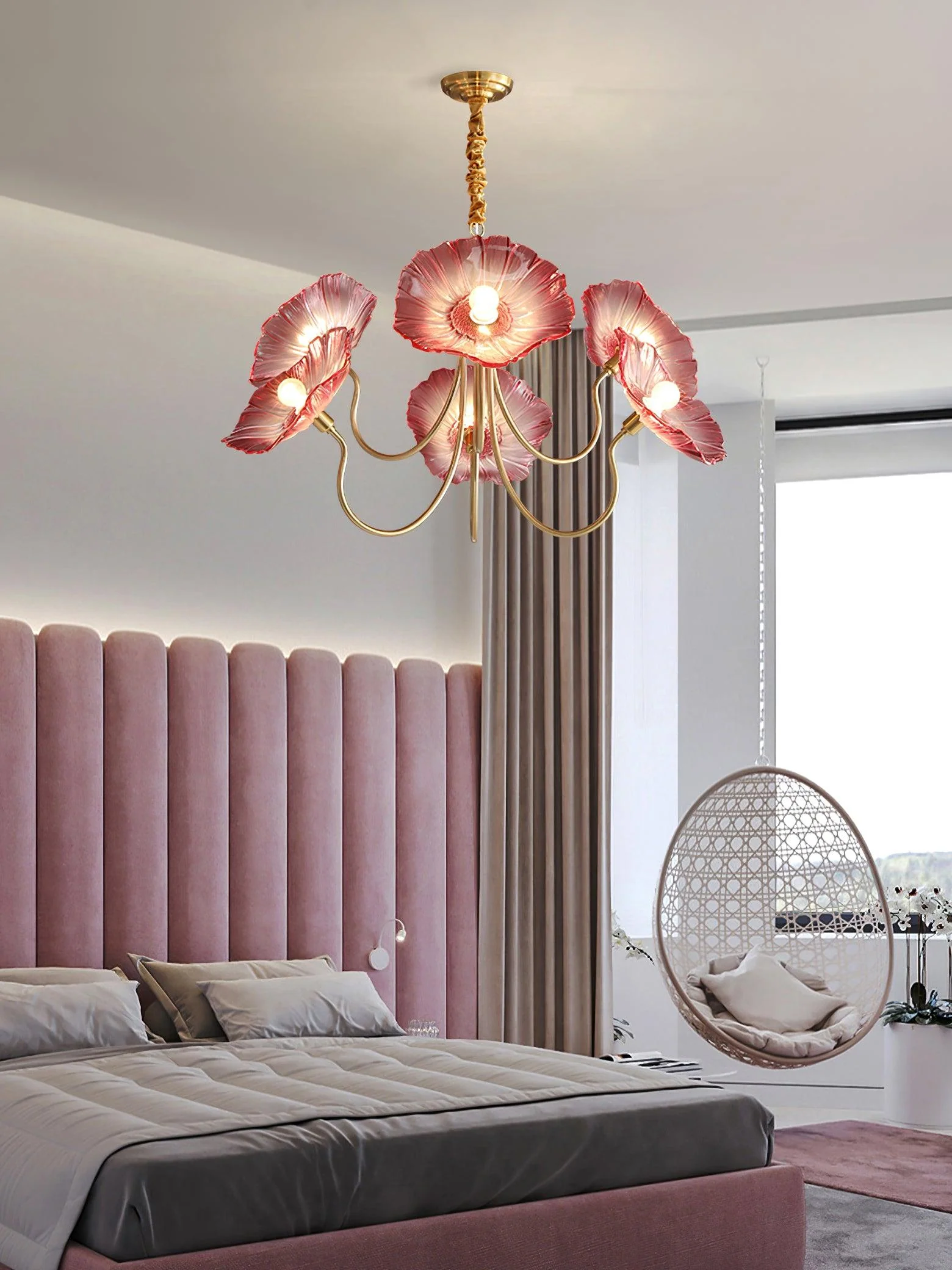 Lustra Chandelier Lotus Leaf Glass - Image 7