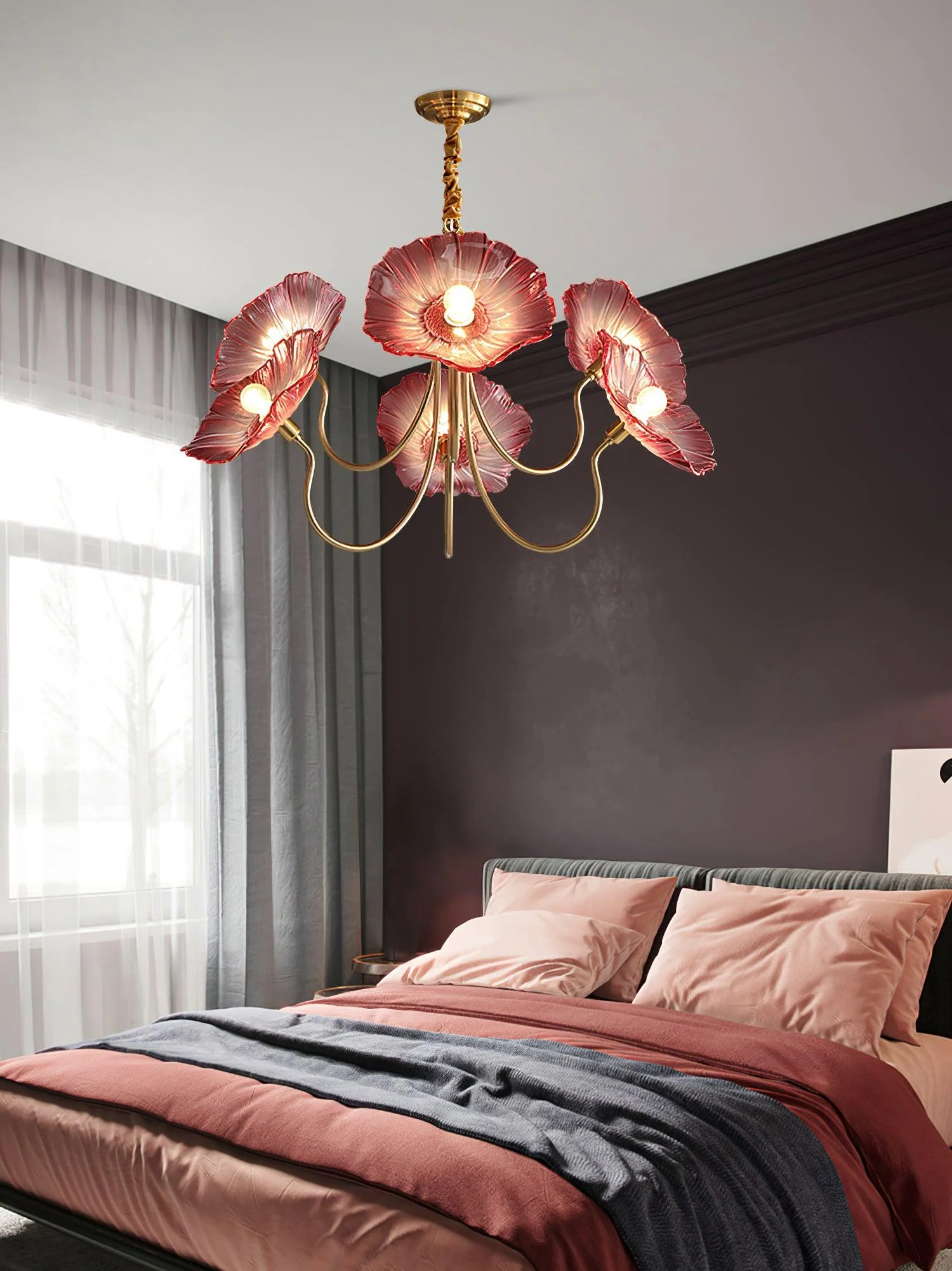 Lustra Chandelier Lotus Leaf Glass - Image 9