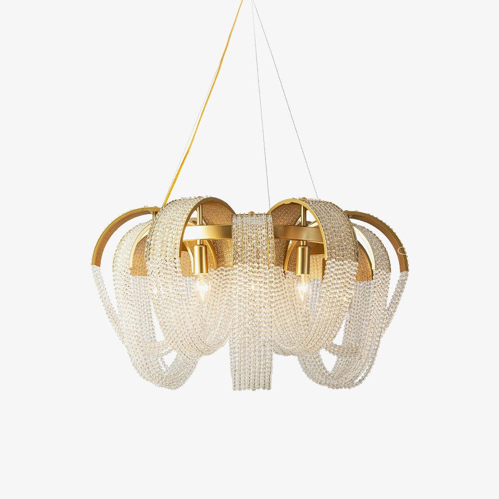 Lustra Chandelier Mesh Crystal Gold Waterfall Sparkle