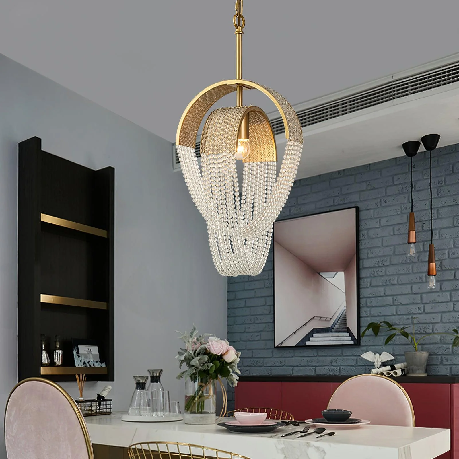 Lustra Chandelier Mesh Crystal Gold Waterfall Sparkle - Image 28