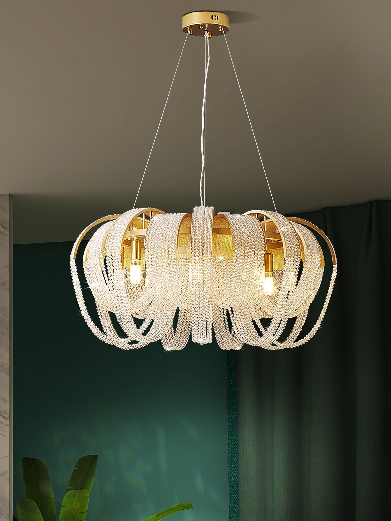 Lustra Chandelier Mesh Crystal Gold Waterfall Sparkle - Image 32