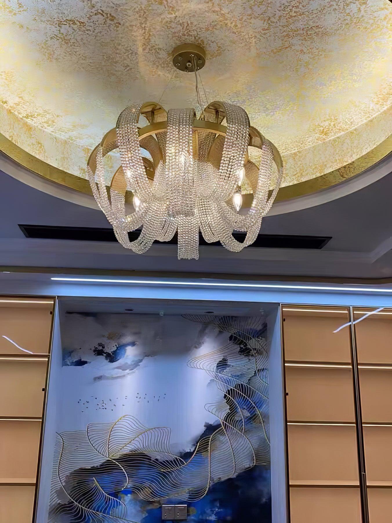 Lustra Chandelier Mesh Crystal Gold Waterfall Sparkle - Image 7