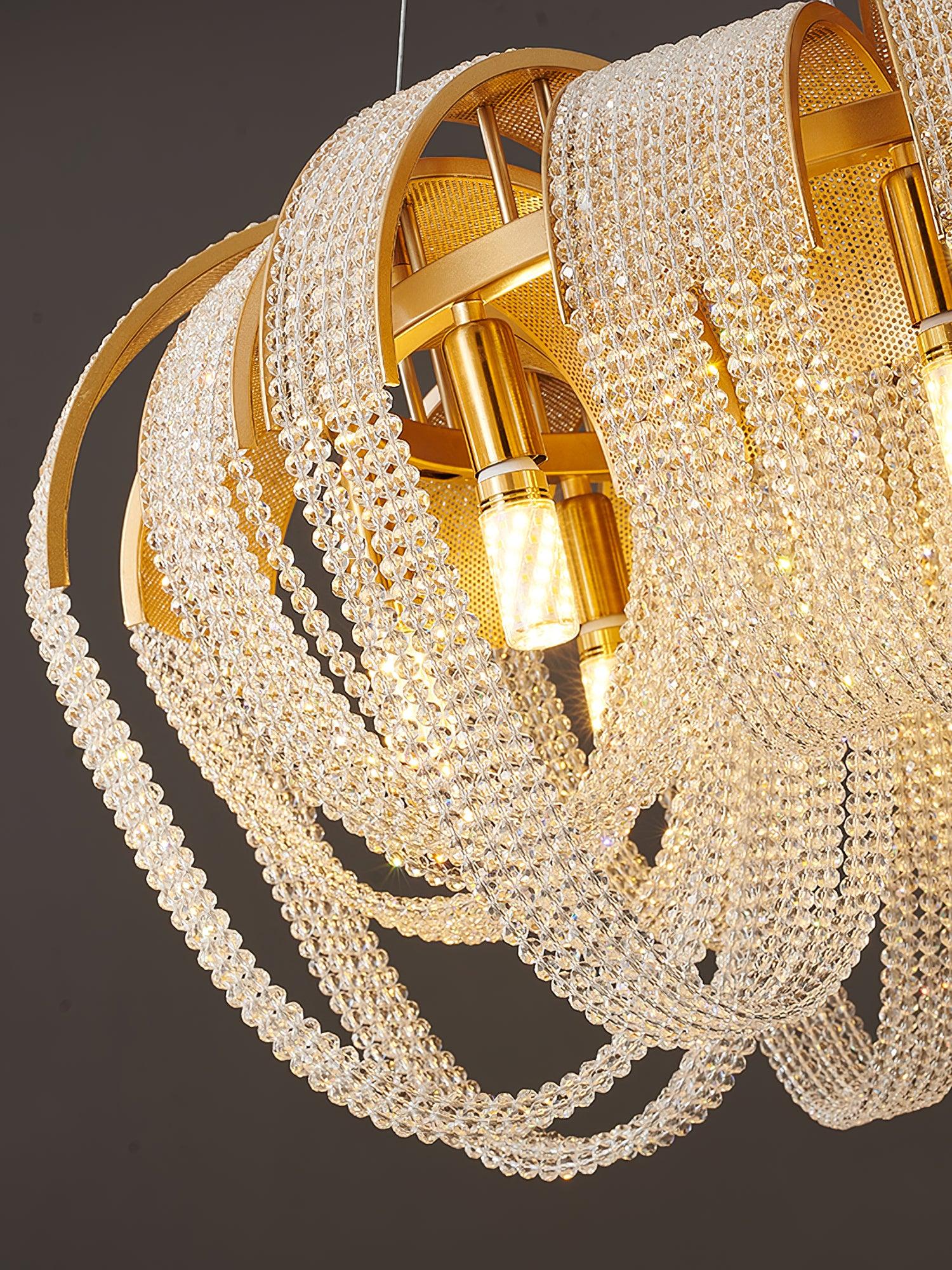 Lustra Chandelier Mesh Crystal Gold Waterfall Sparkle - Image 9