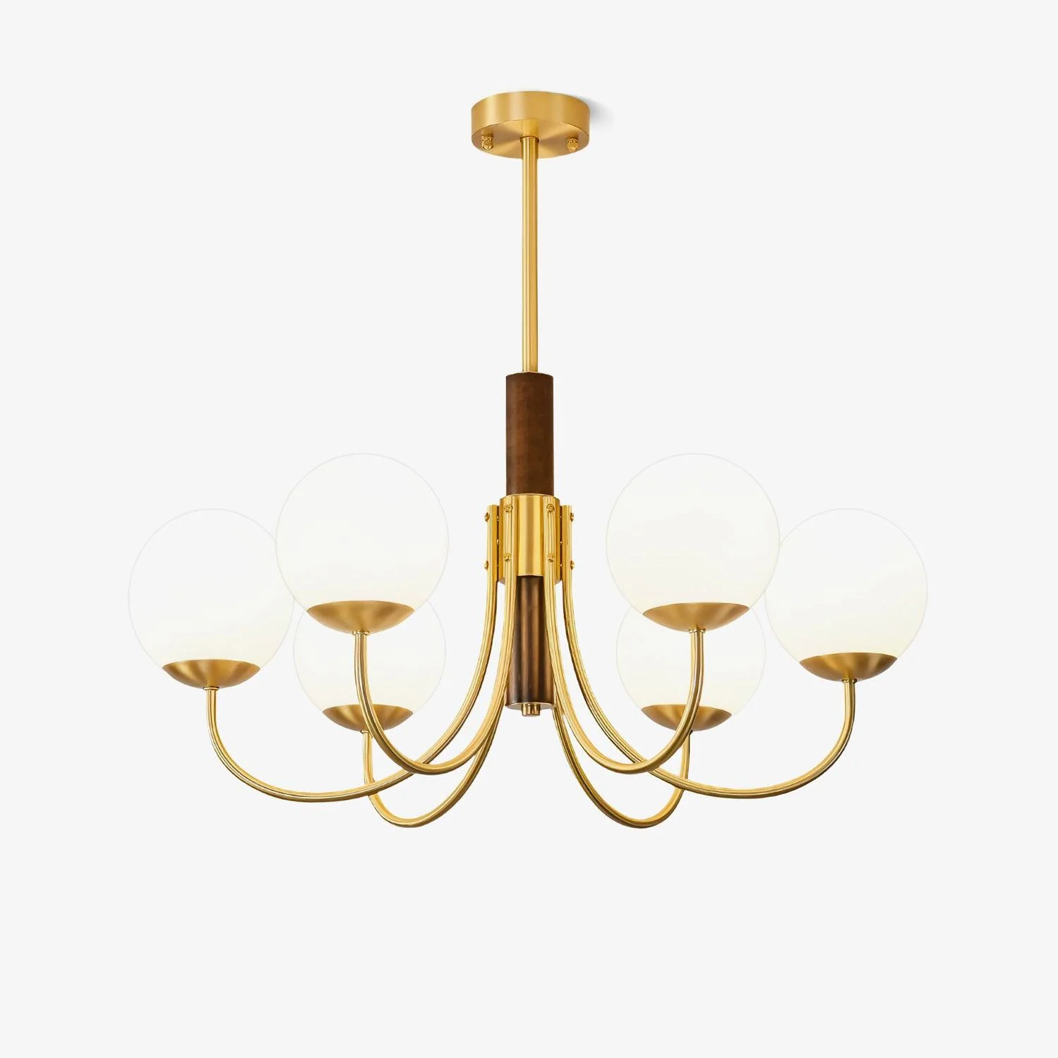 Lustra Chandelier Midas Touch Walnut Sphere Brass