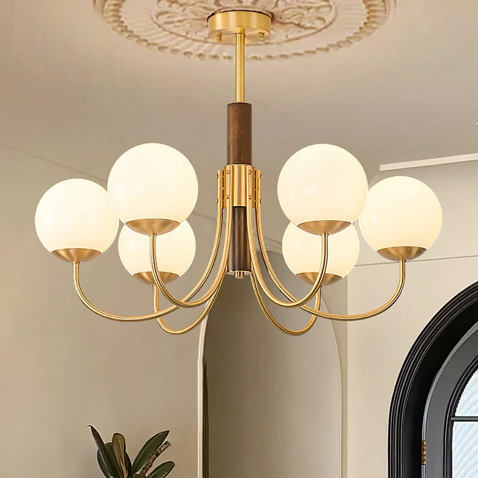 Lustra Chandelier Midas Touch Walnut Sphere Brass - Image 11