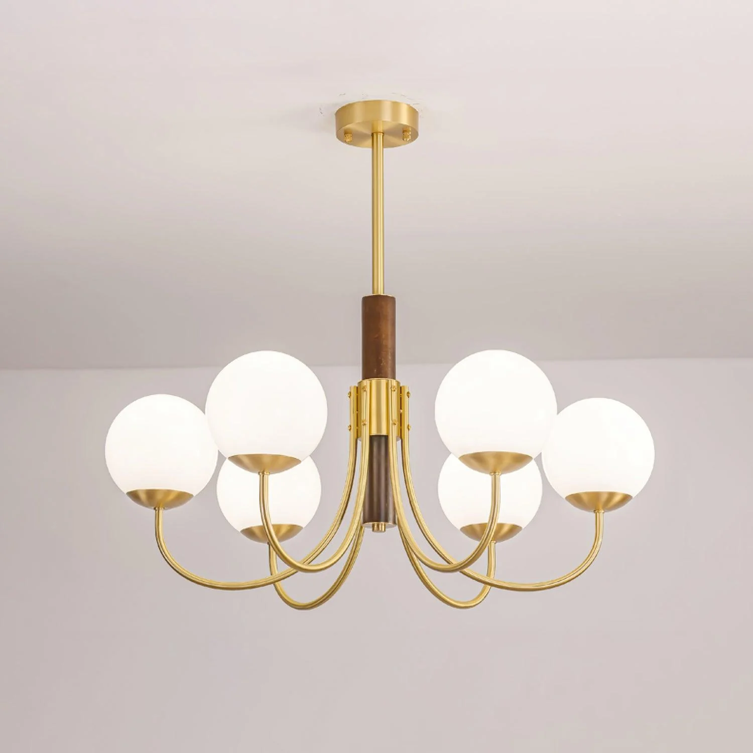 Lustra Chandelier Midas Touch Walnut Sphere Brass - Image 5