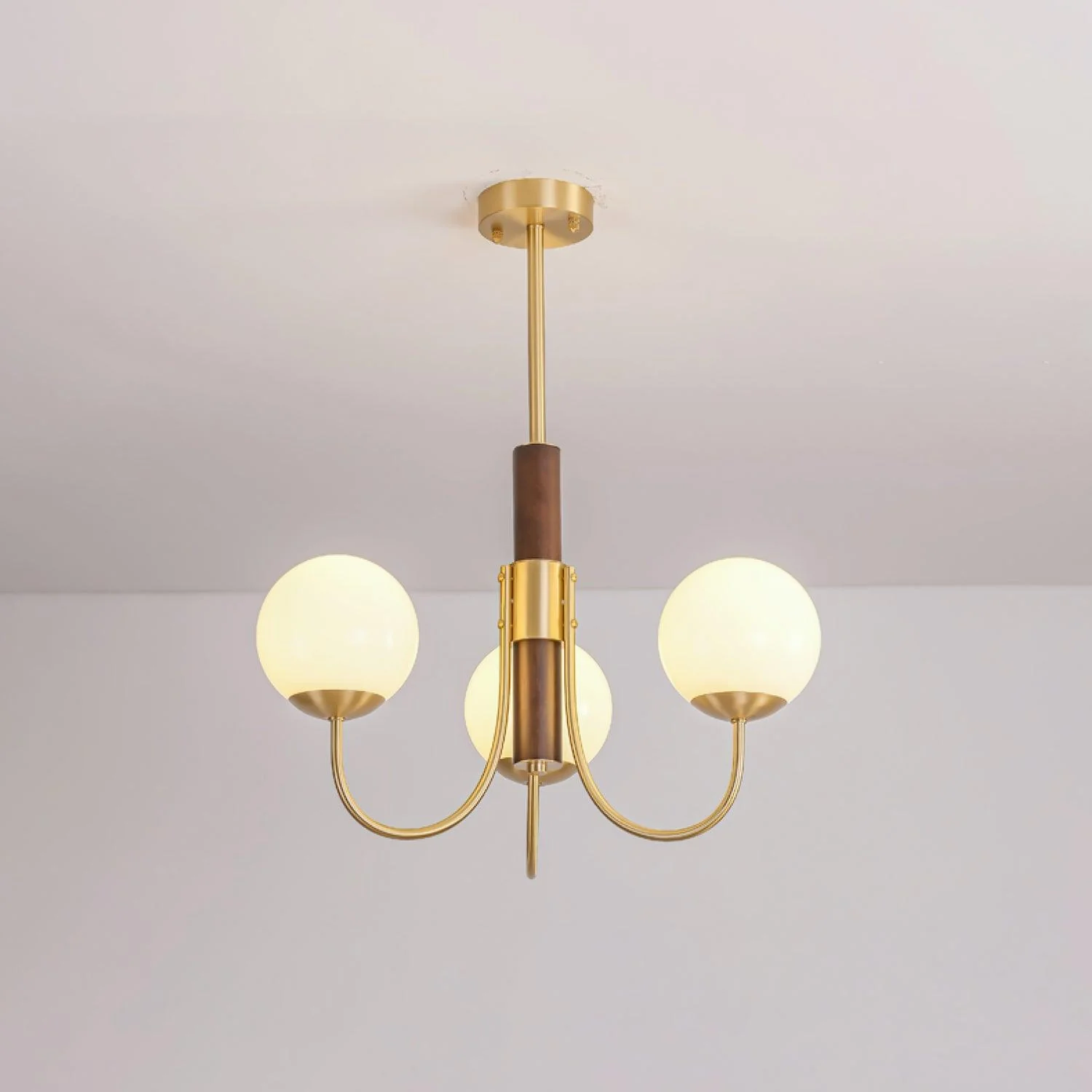 Lustra Chandelier Midas Touch Walnut Sphere Brass - Image 7