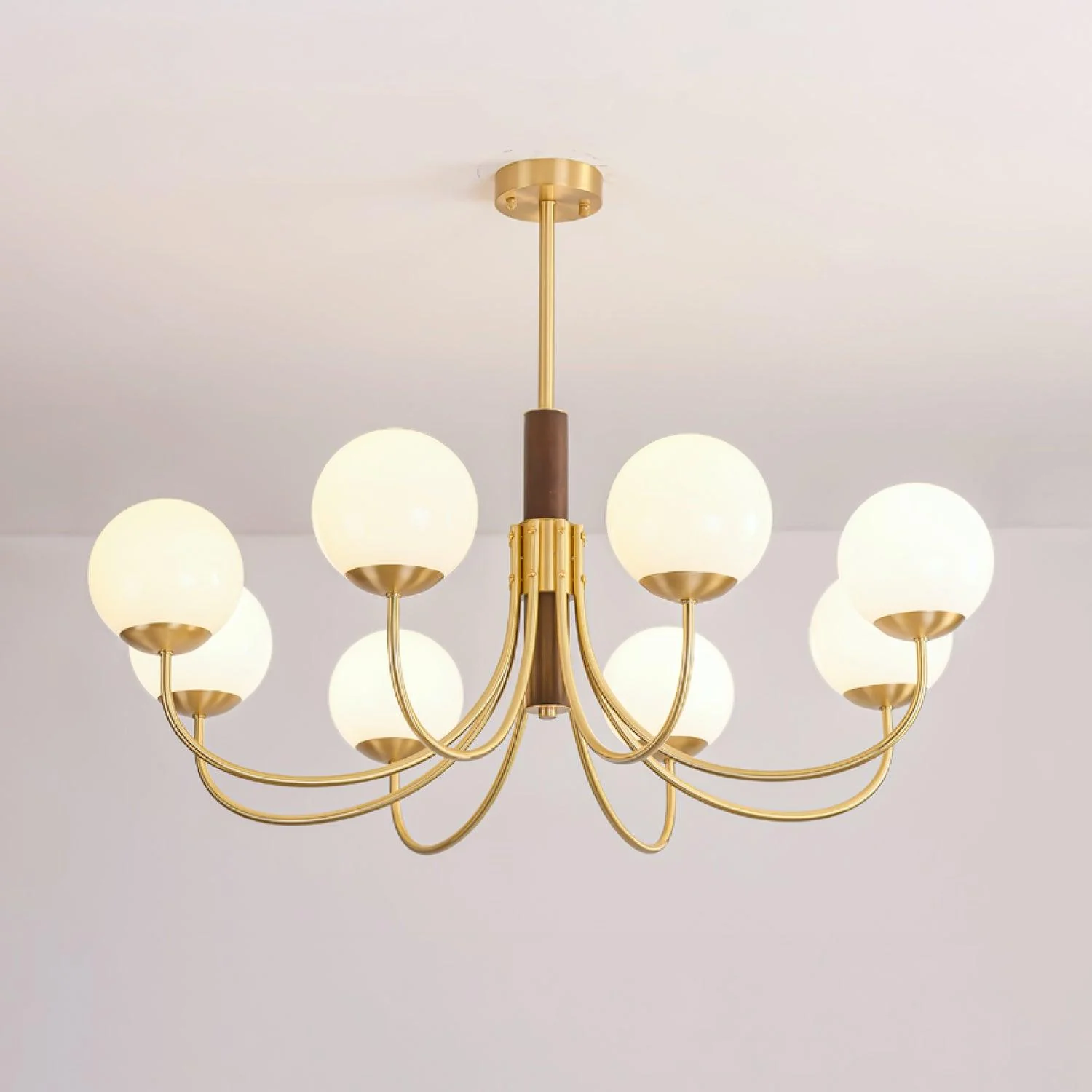 Lustra Chandelier Midas Touch Walnut Sphere Brass - Image 9