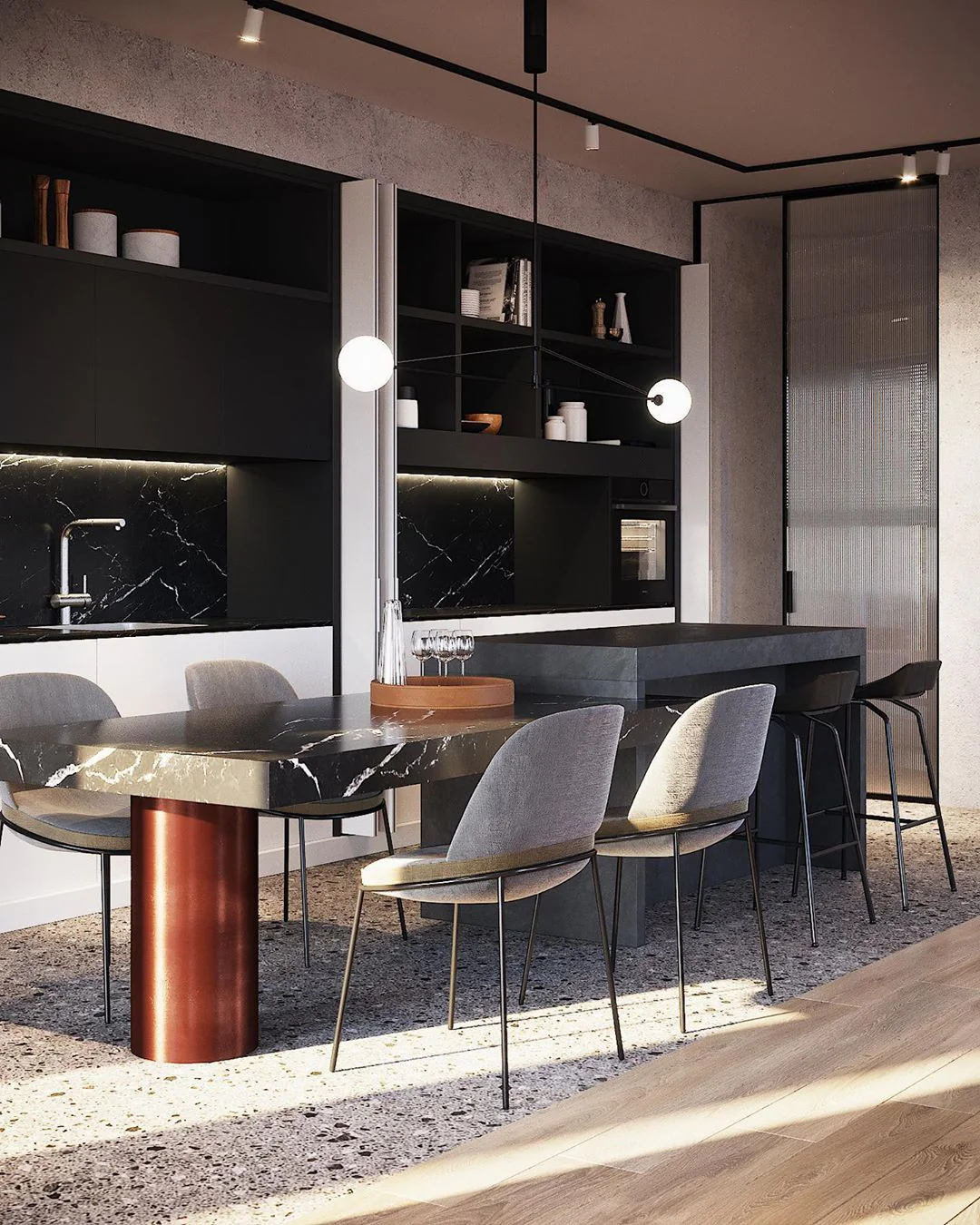 Lustra Chandelier Mobile Black Minimalist - Image 163