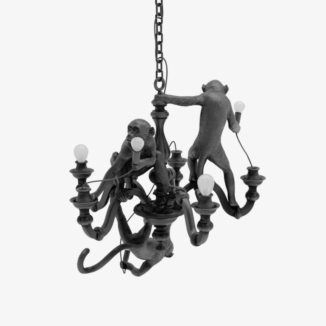 Lustra Chandelier Monkey Black Playful Sculpture