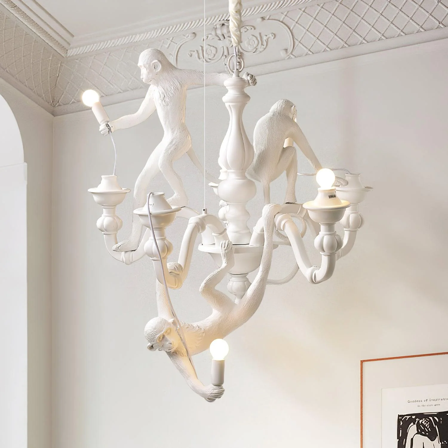 Lustra Chandelier Monkey Black Playful Sculpture - Image 24