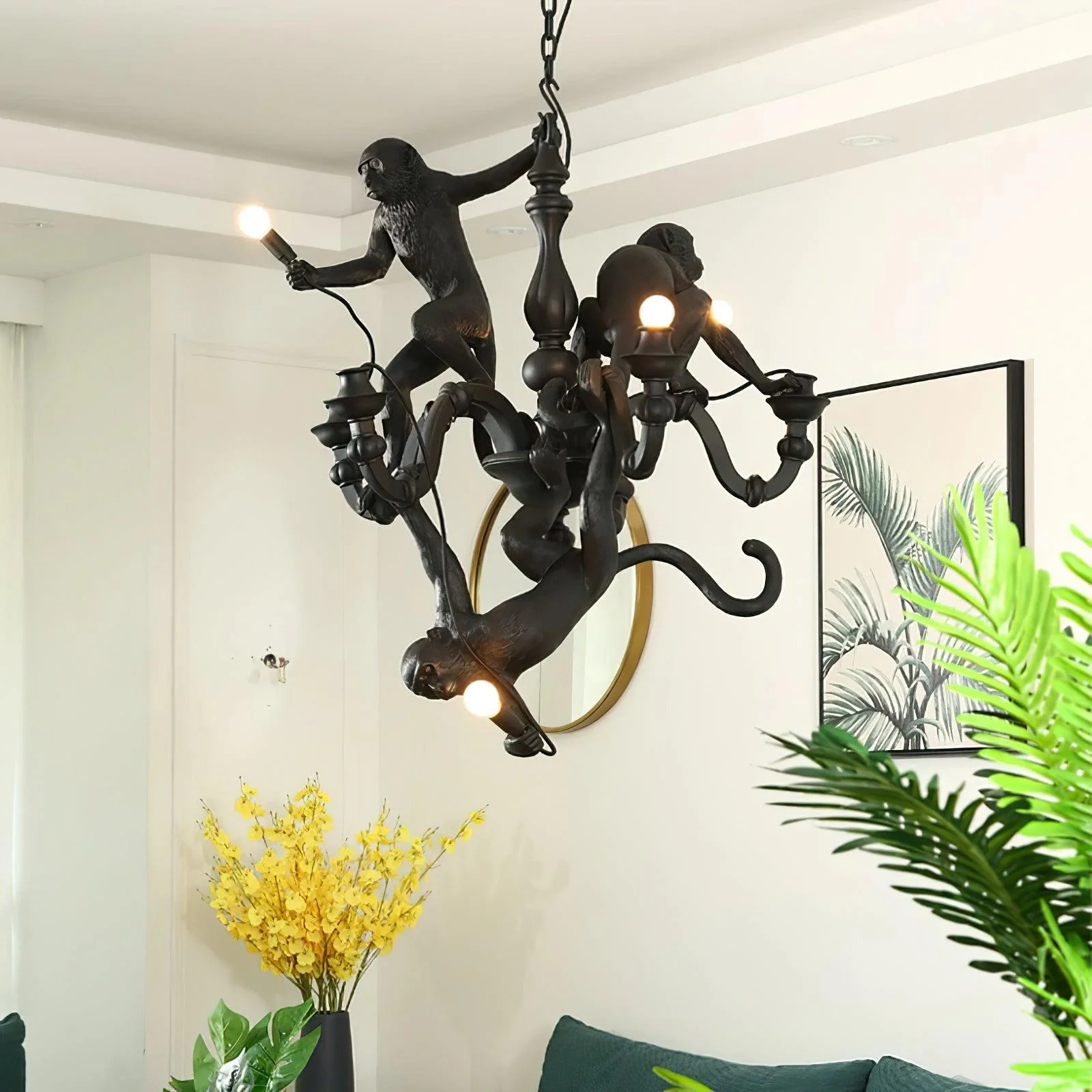 Lustra Chandelier Monkey Black Playful Sculpture - Image 4