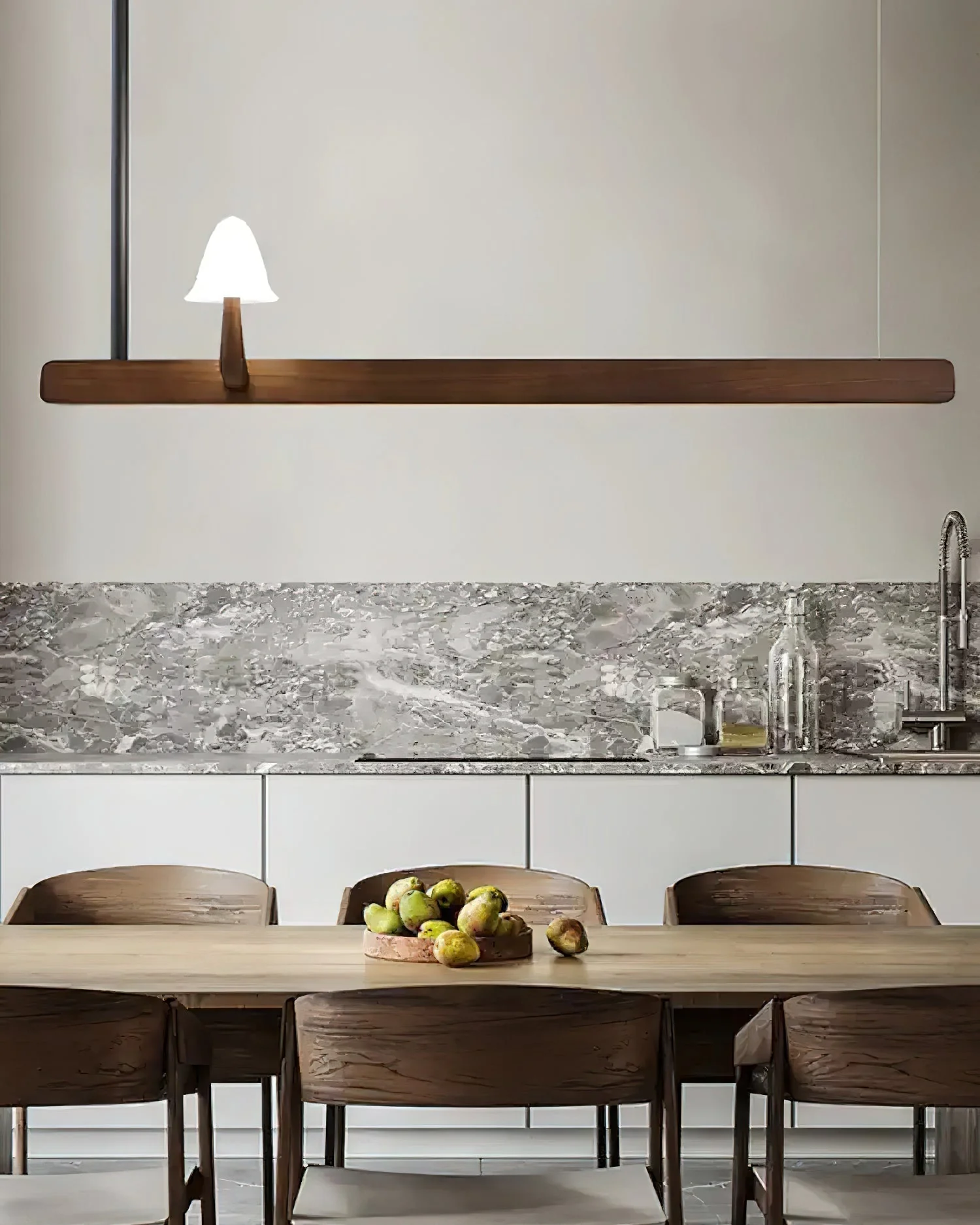 Lustra Chandelier Mushroom Wooden Minimalist Modern - Image 2