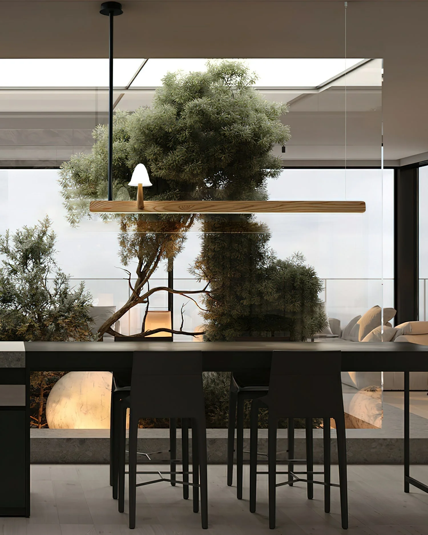 Lustra Chandelier Mushroom Wooden Minimalist Modern - Image 20