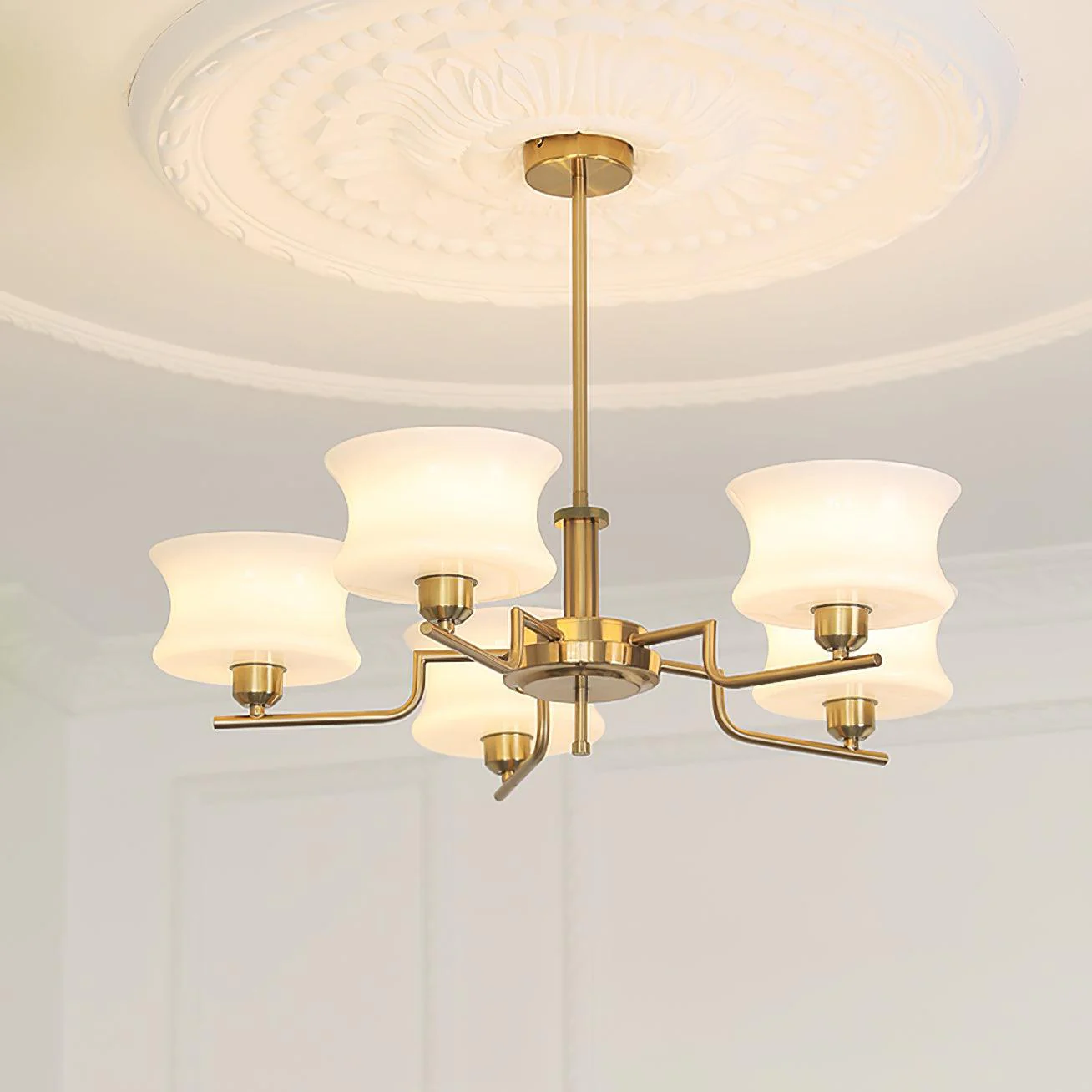 Lustra Chandelier Natural Gold Vintage Glass - Image 17