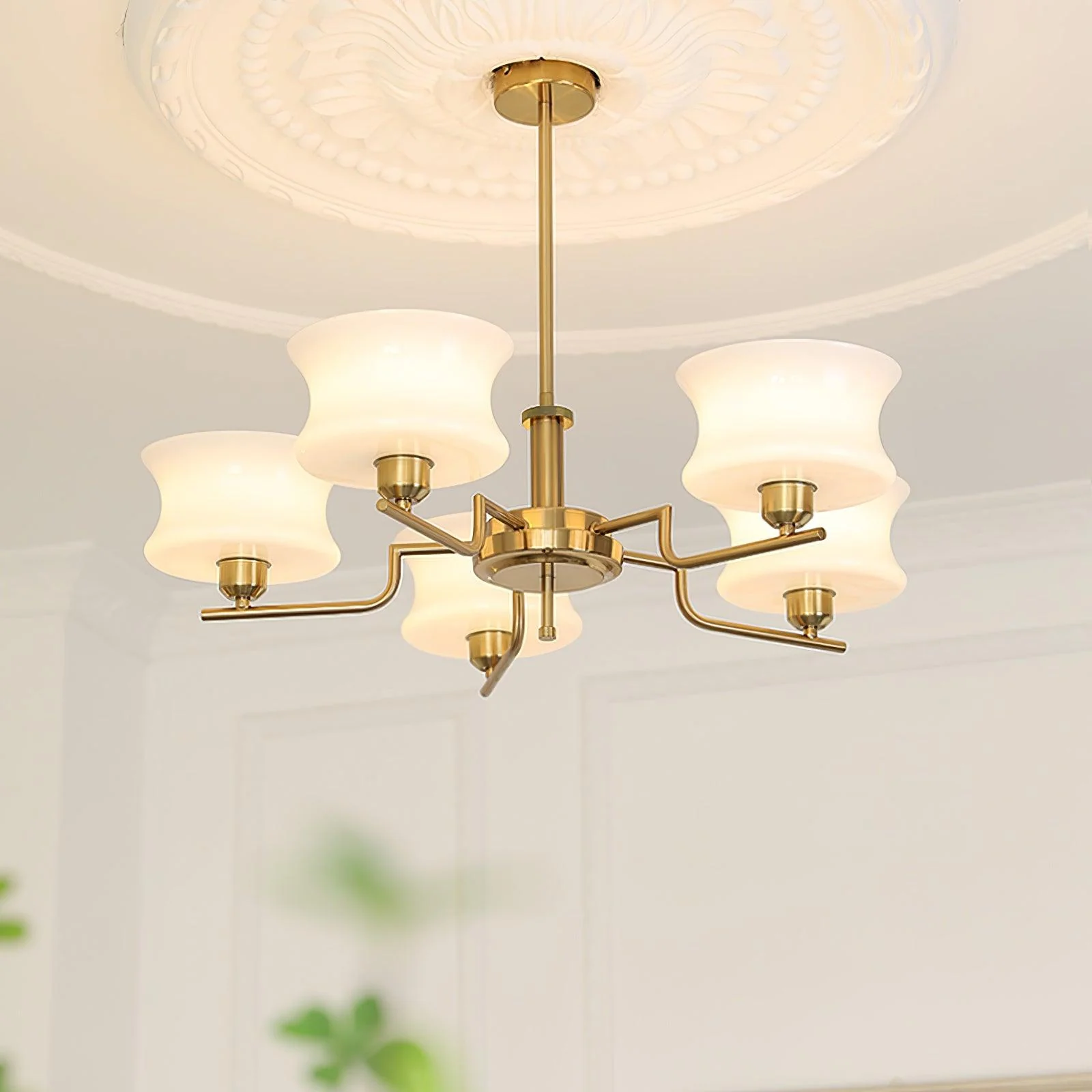 Lustra Chandelier Natural Gold Vintage Glass - Image 27