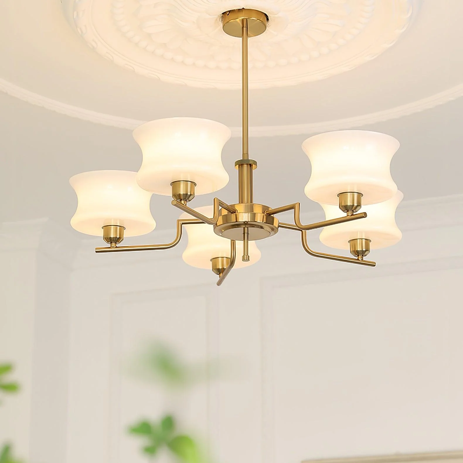 Lustra Chandelier Natural Gold Vintage Glass - Image 4